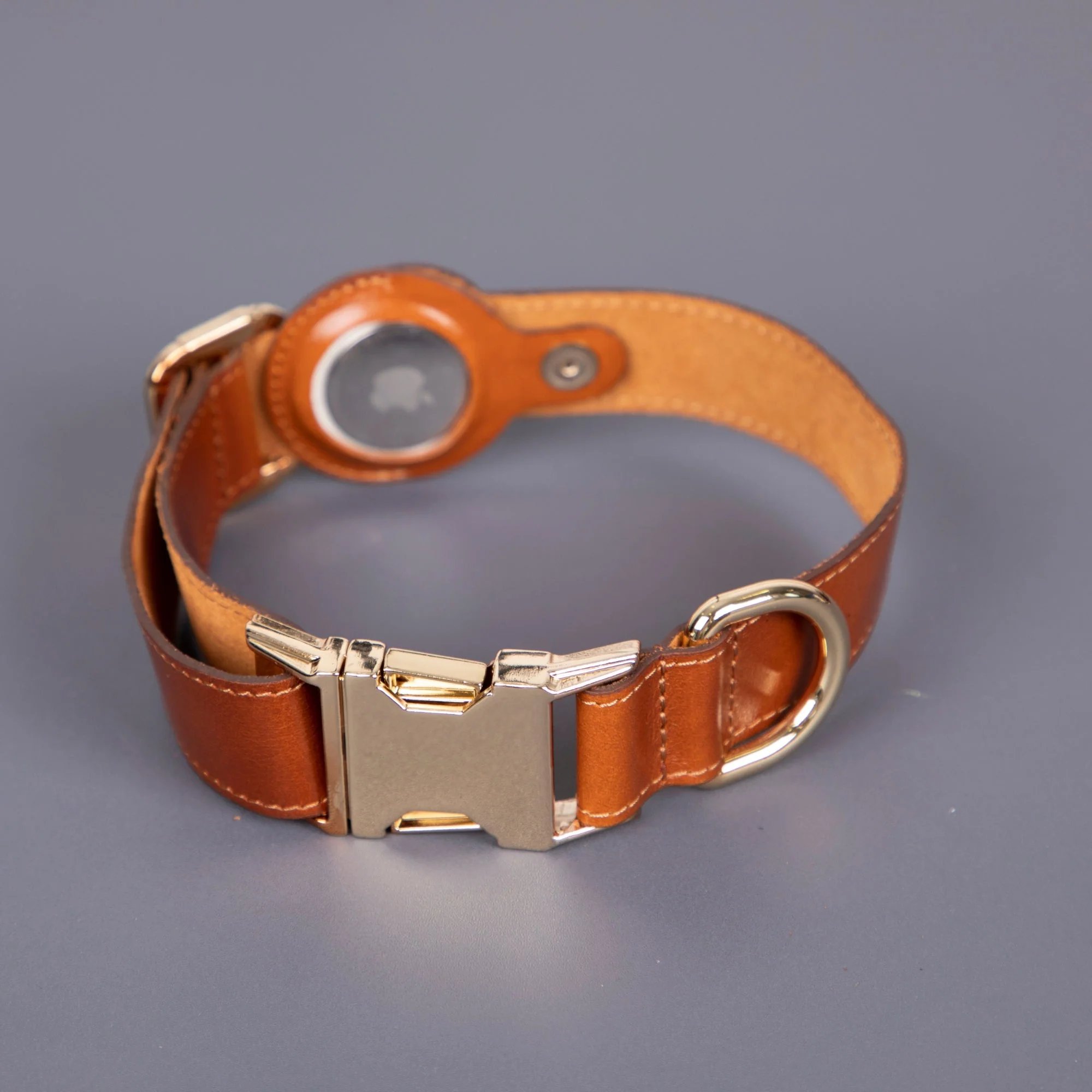 Charlotte Handcrafted Calfskin Leather Dog Collar - Compatible with AirTag - Image 4