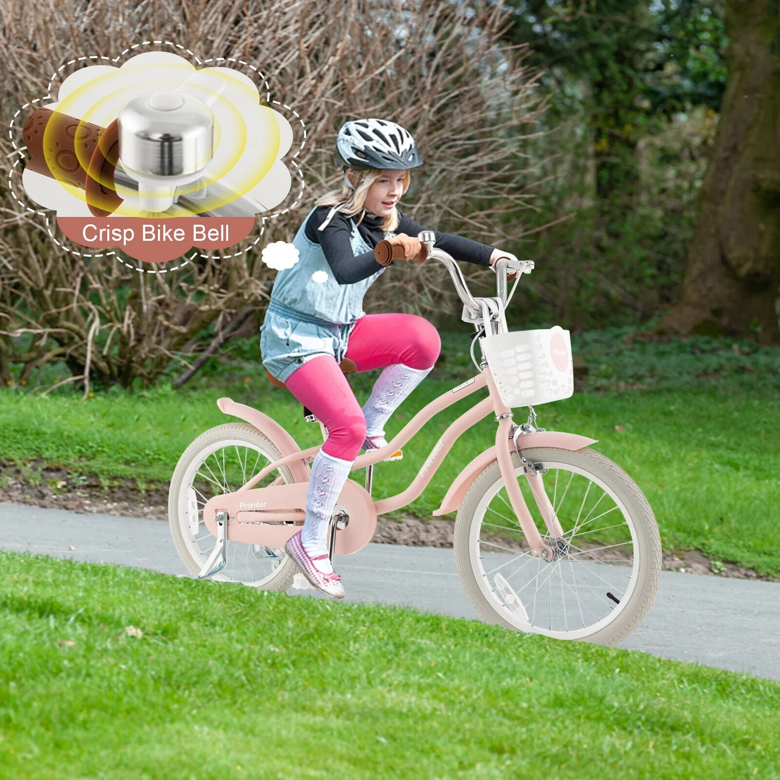 Children Bicycle with Front Handbrake and Rear Coaster Brake-Pink - Image 2