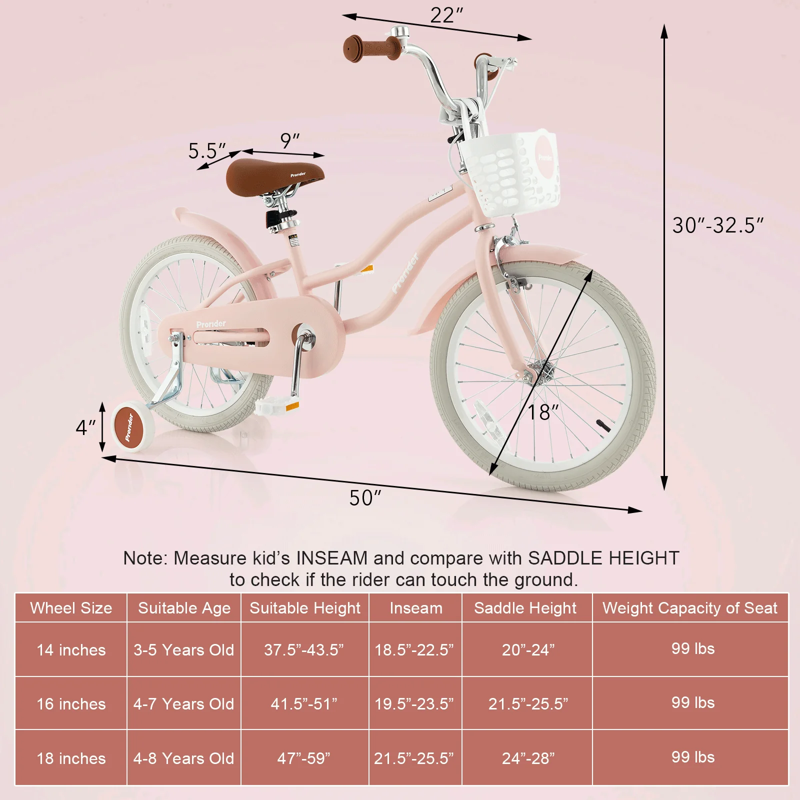 Children Bicycle with Front Handbrake and Rear Coaster Brake-Pink - Image 4