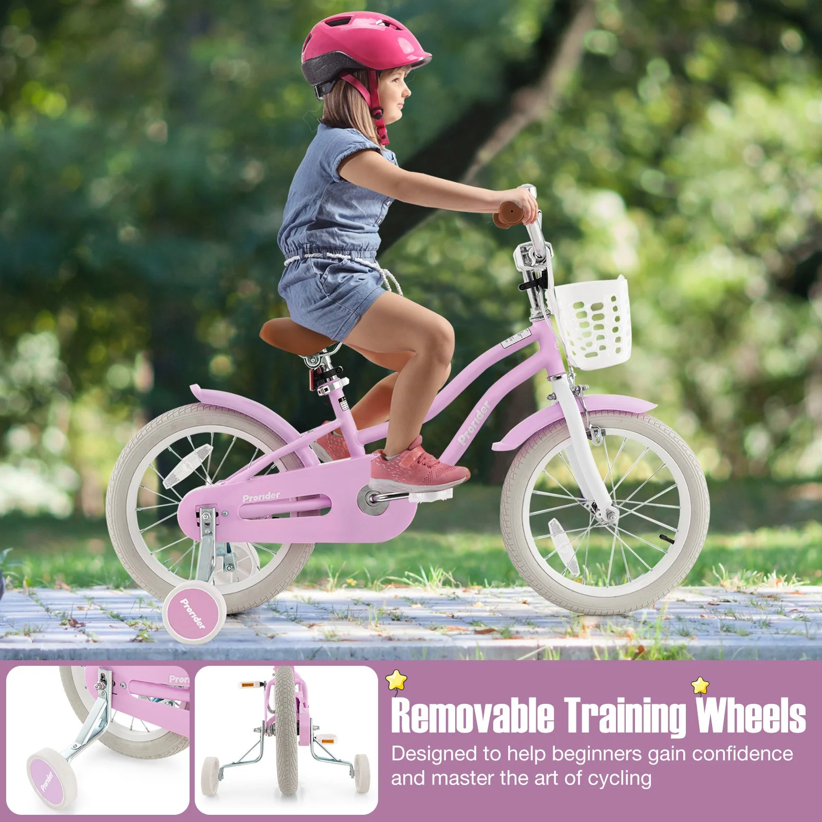 Children Bicycle with Front Handbrake and Rear Coaster Brake-Purple - Image 7