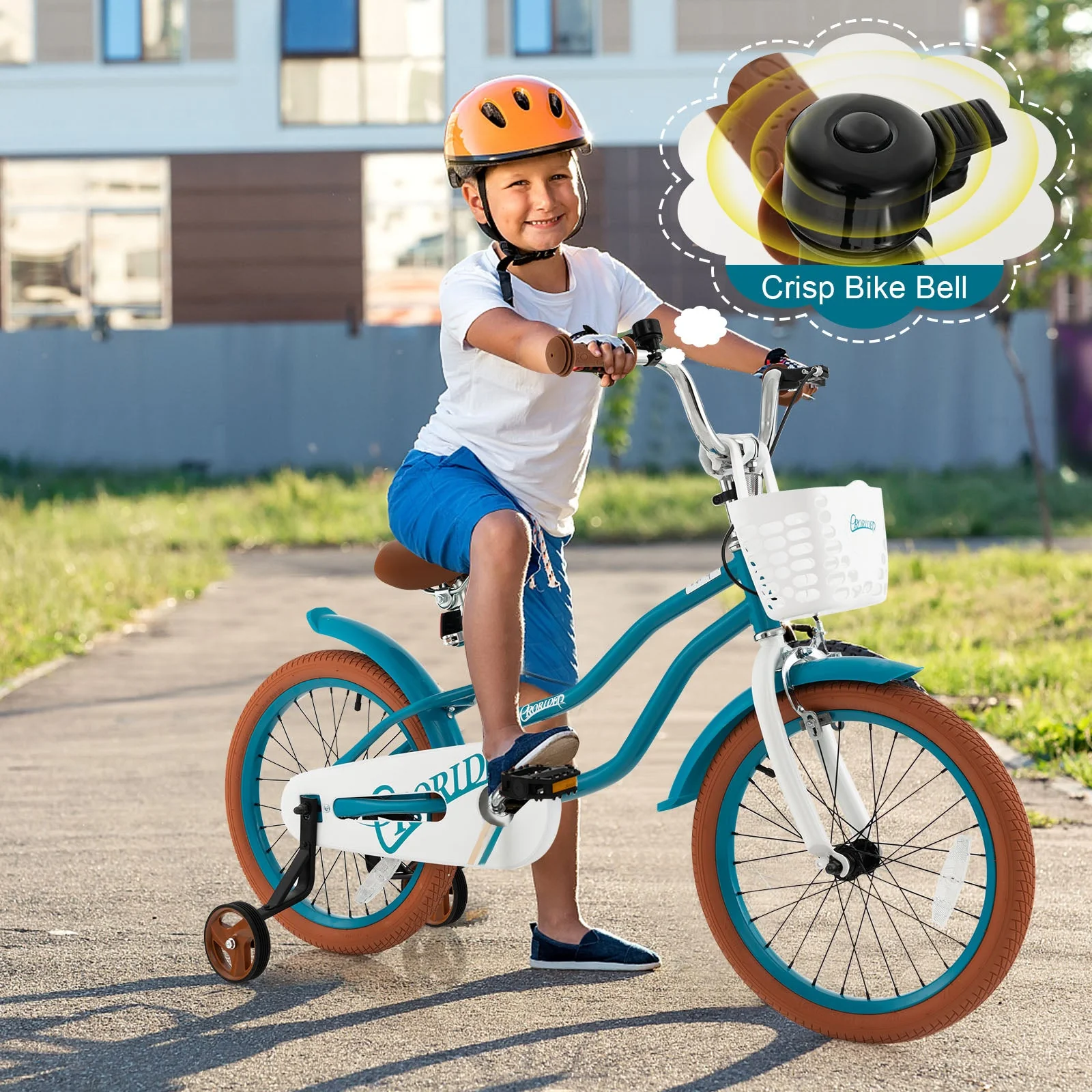 Children Bicycle with Front Handbrake and Rear Coaster Brake-Turquoise - Image 2