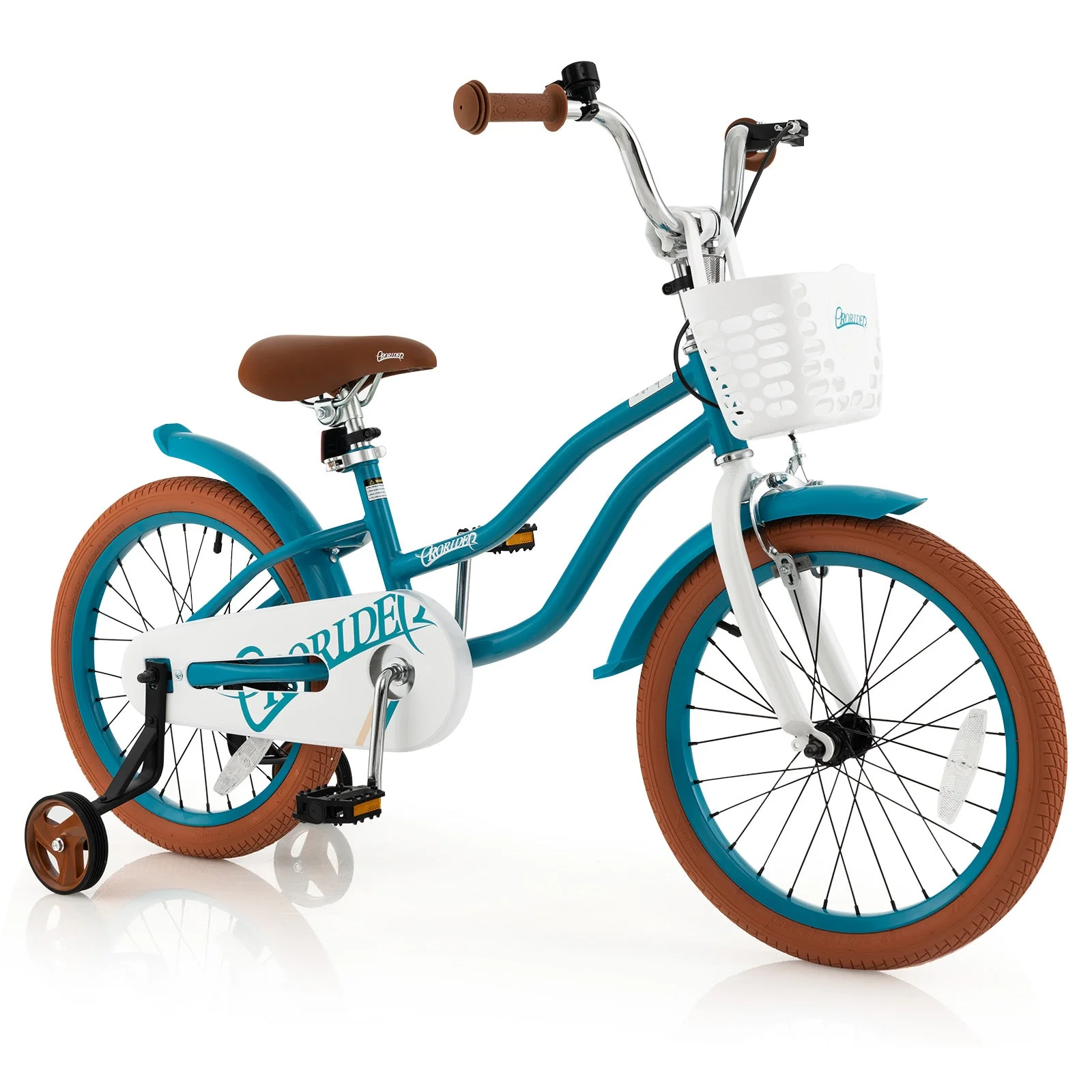 Children Bicycle with Front Handbrake and Rear Coaster Brake-Turquoise - Image 3