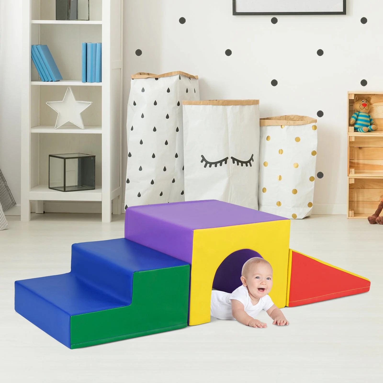 Climb and Crawl Foam Block Play Set for Infant Baby-Orange - Image 2