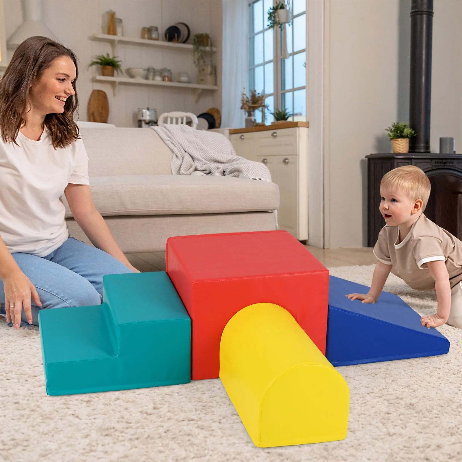 Climb and Crawl Foam Block Play Set for Infant Baby-Red - Image 2