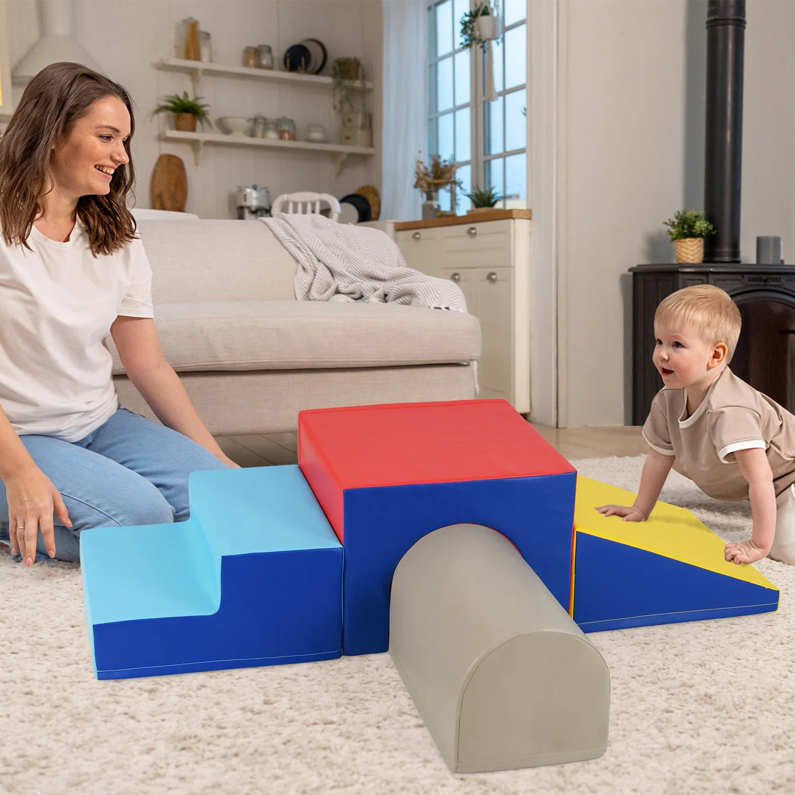 Climb and Crawl Foam Block Play Set for Infant Baby-Yellow - Image 2
