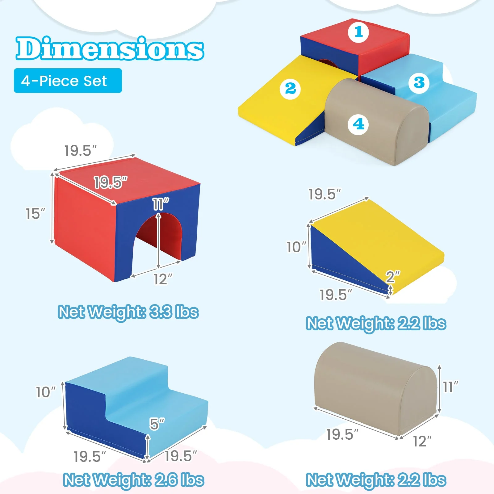 Climb and Crawl Foam Block Play Set for Infant Baby-Yellow - Image 5