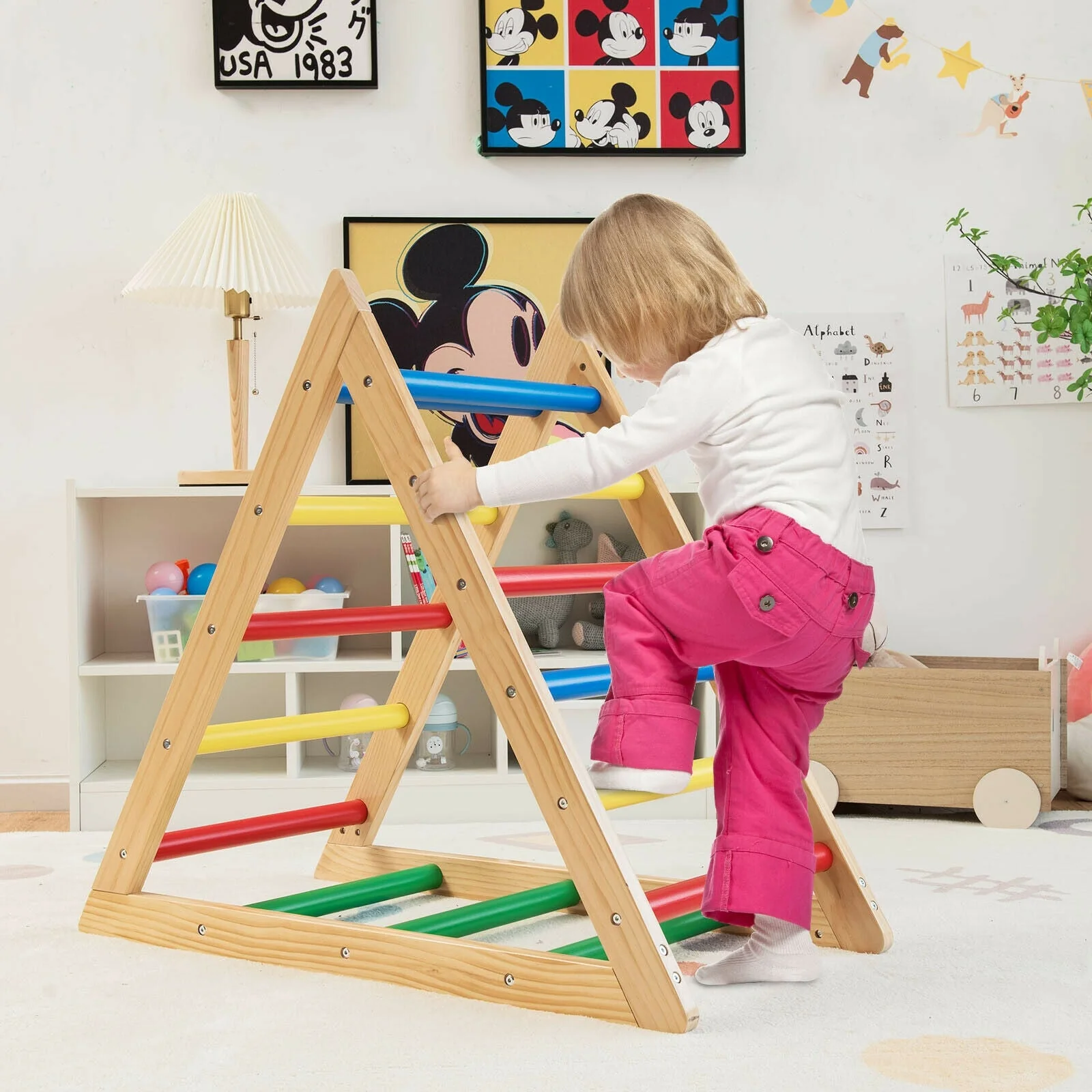 Climbing Triangle Ladder with 3 Levels for Kids-Multicolor - Image 2