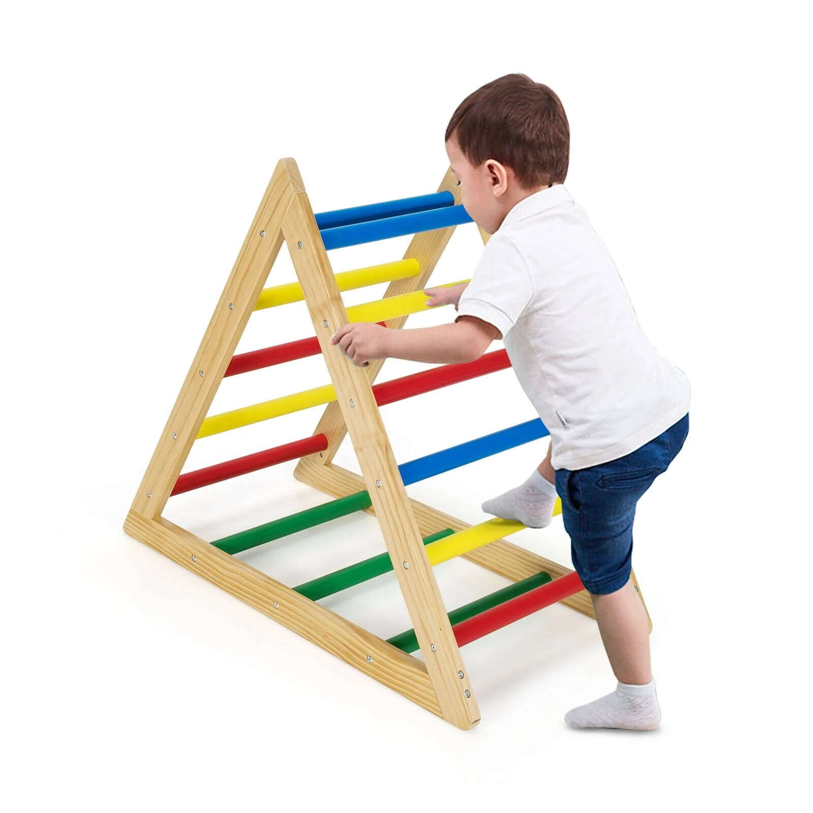Climbing Triangle Ladder with 3 Levels for Kids-Multicolor - Image 4