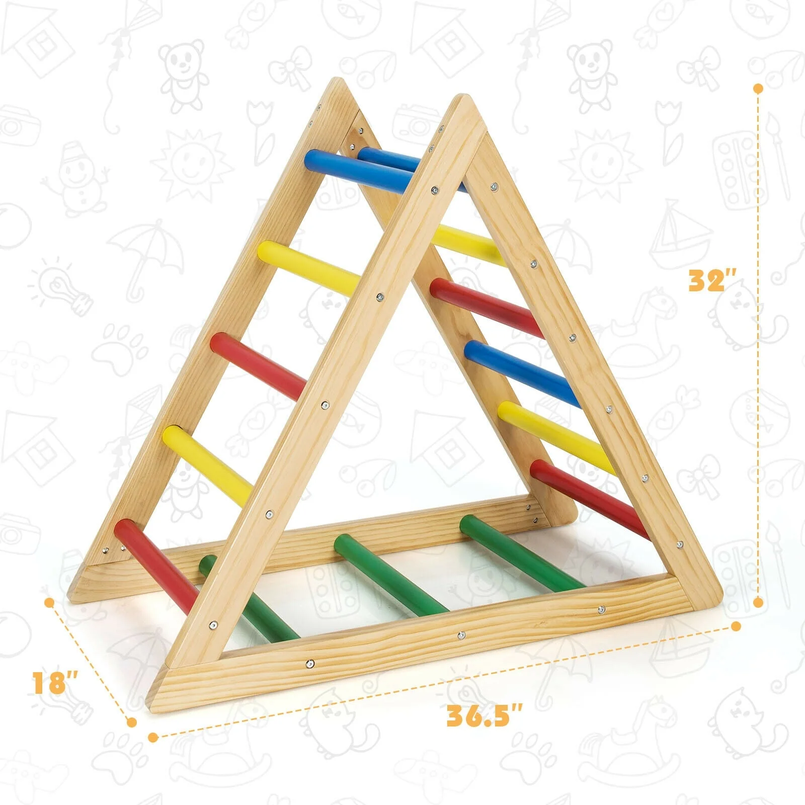 Climbing Triangle Ladder with 3 Levels for Kids-Multicolor - Image 5