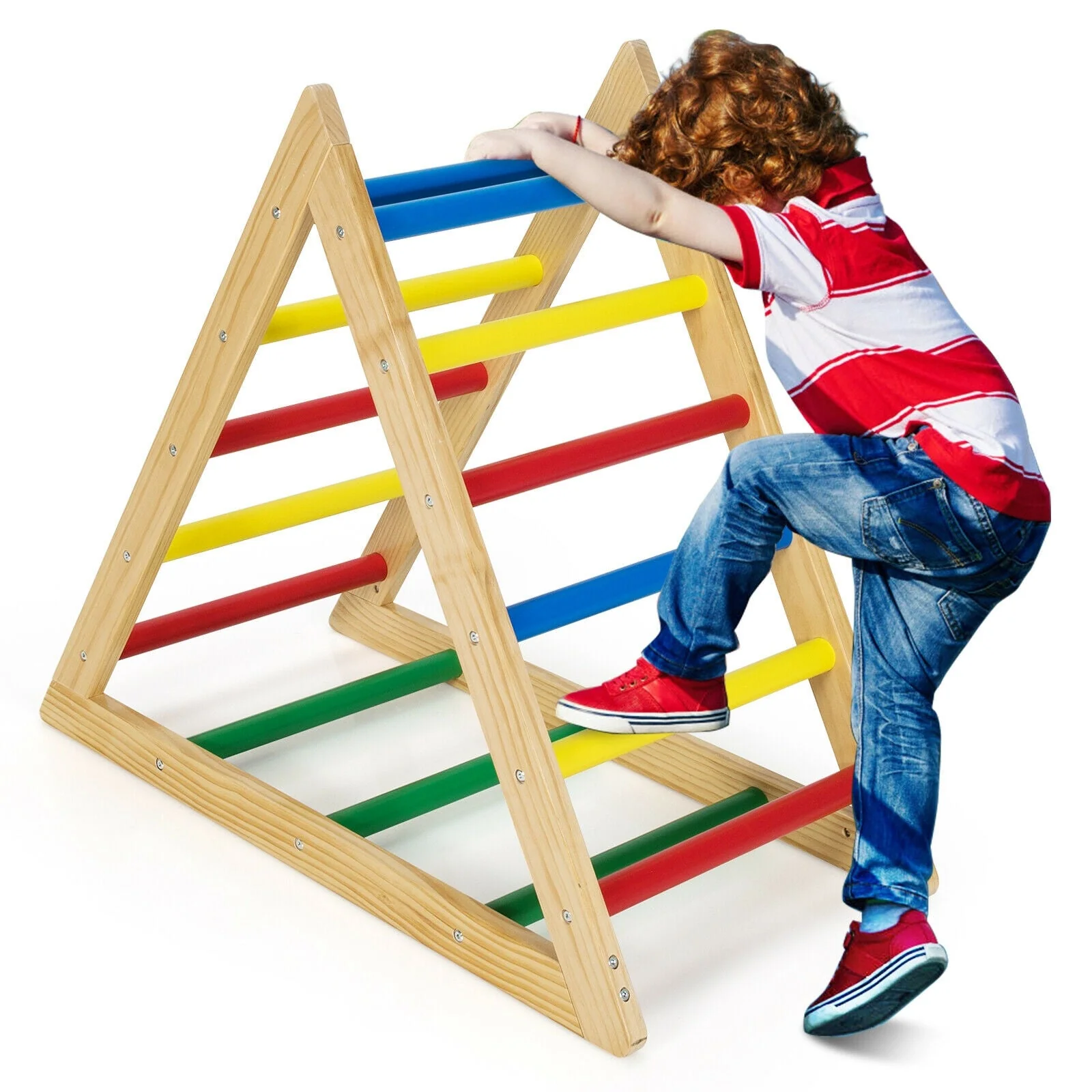 Climbing Triangle Ladder with 3 Levels for Kids-Multicolor - Image 8