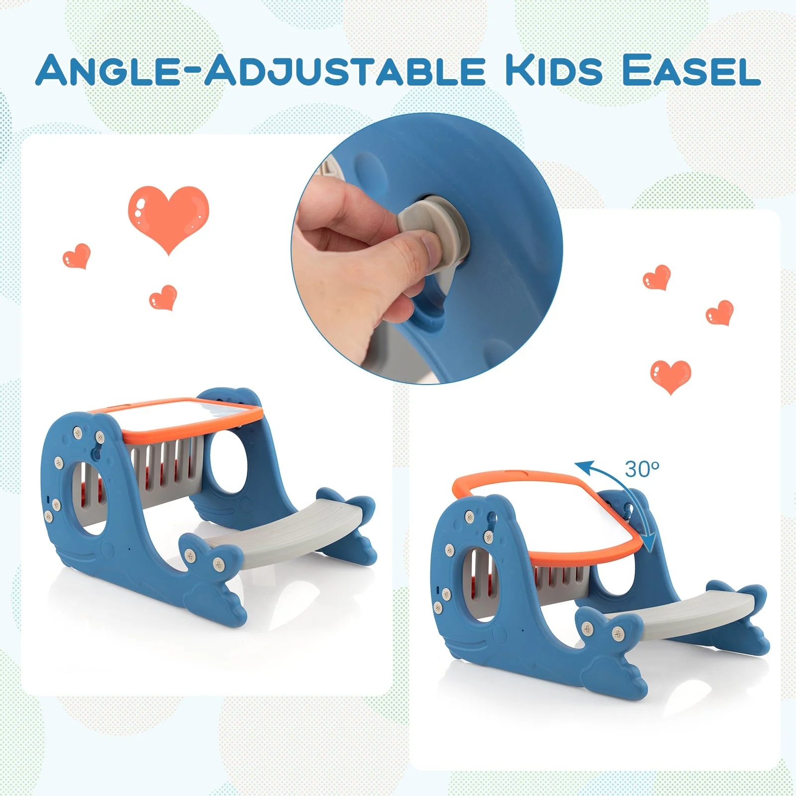 Convertible Kids Activity Table Set Toddler Easel with Erasable Whiteboard-Blue - Image 8
