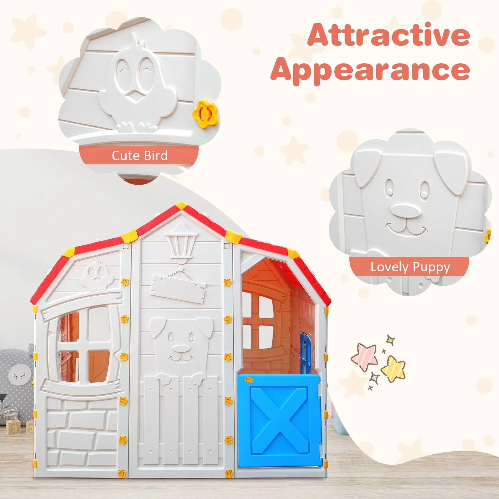 Cottage Kids Playhouse with Openable Windows and Working Door - Image 8