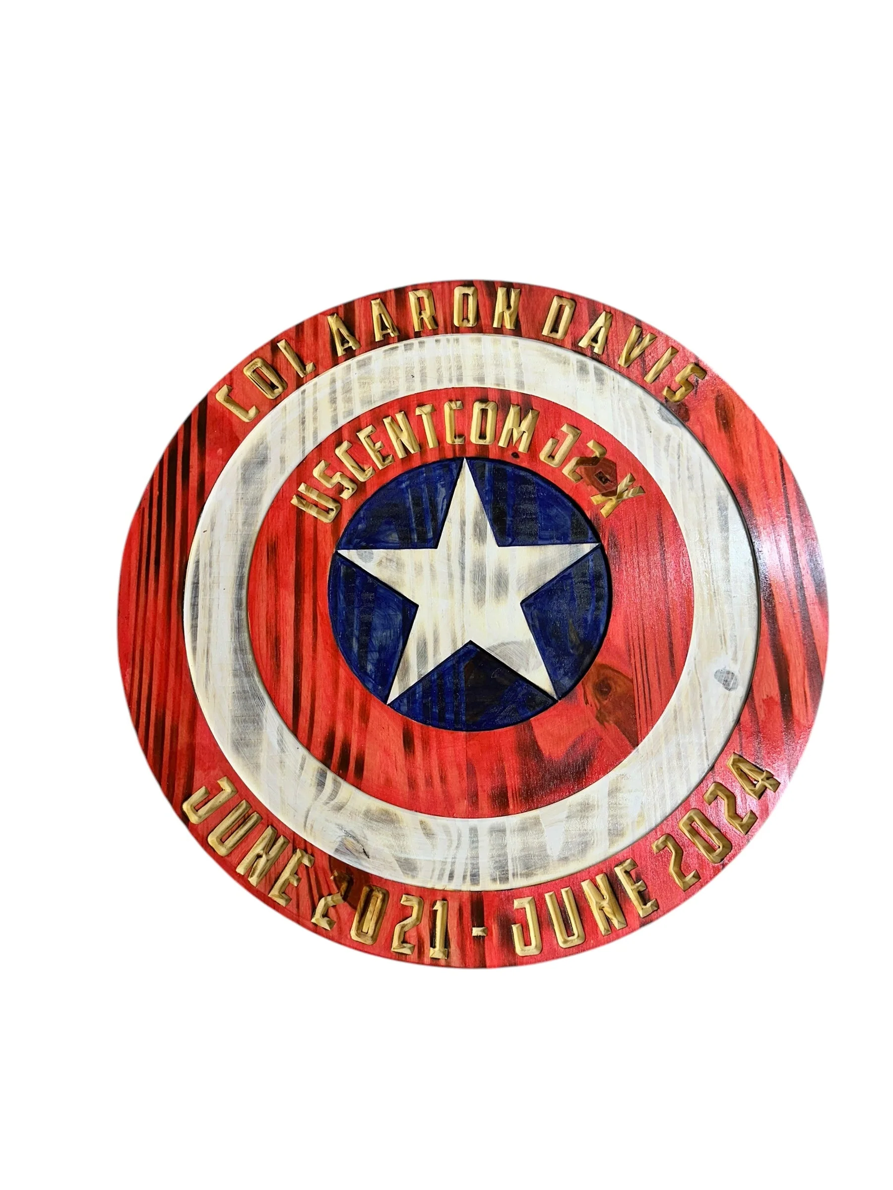 Custom Captain-Inspired LED Shield with Personalized Engraving and Color-Changing Backlight - Image 2