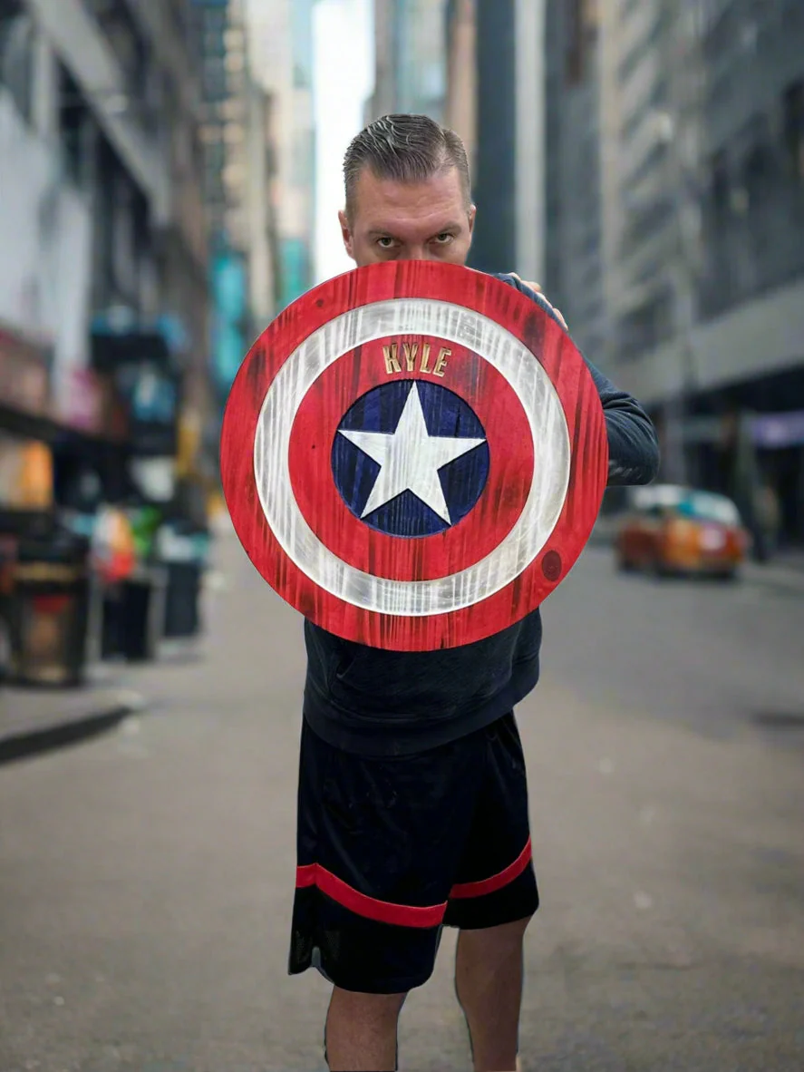 Custom Captain-Inspired LED Shield with Personalized Engraving and Color-Changing Backlight - Image 3