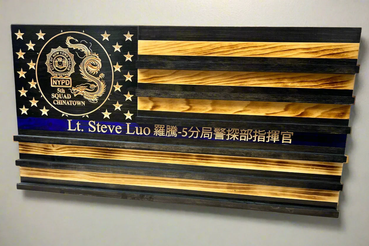 Custom Challenge Coin Display American Flag with Engraved Badge and Personalization - Image 2