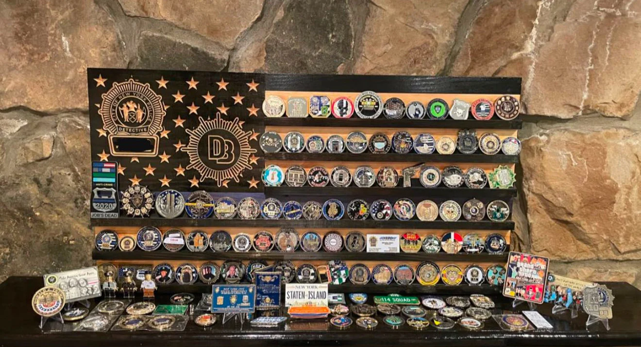 Custom Challenge Coin Display American Flag with Engraved Badge and Personalization - Image 4