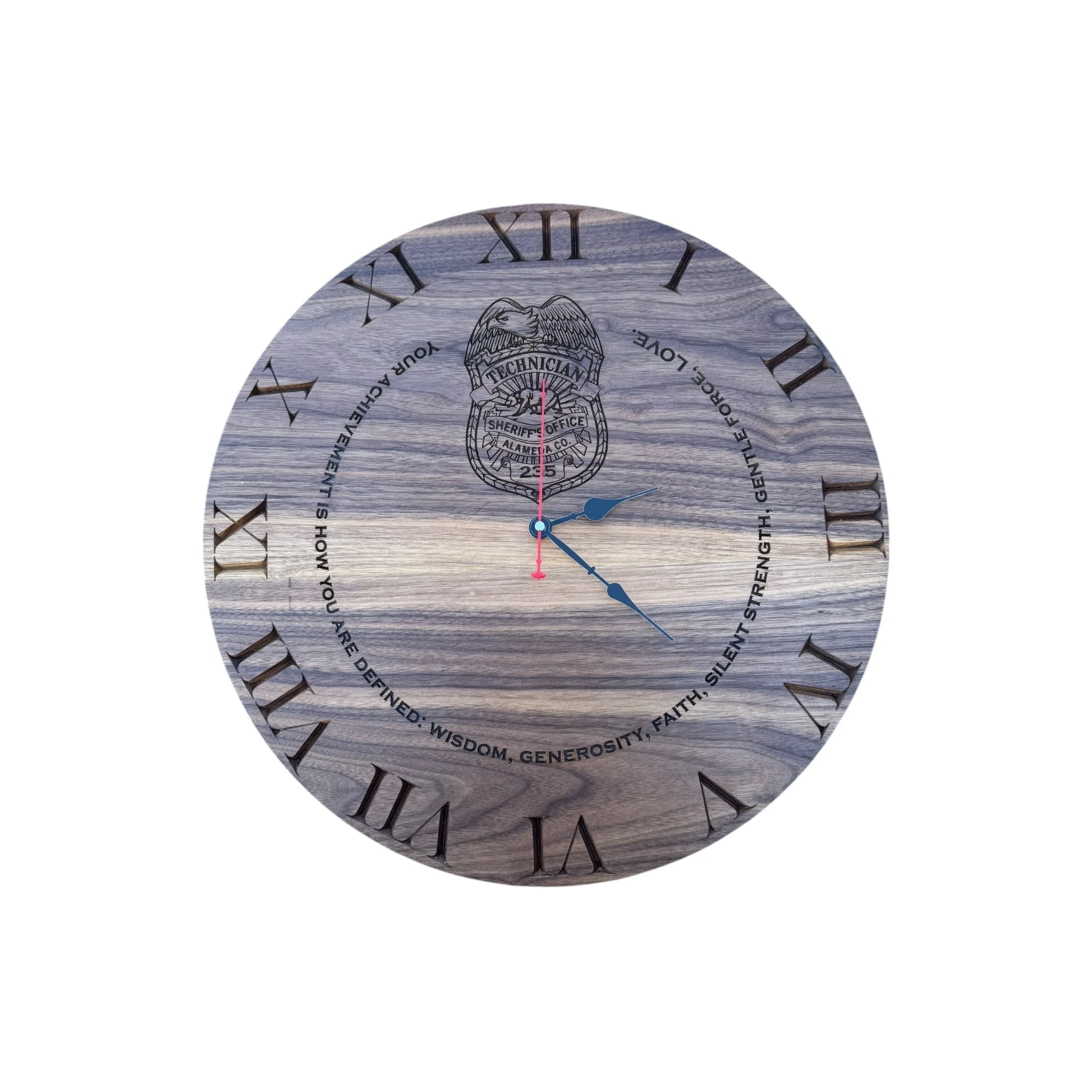 Custom Walnut Wooden Clock with Personalized Engraving - Image 4