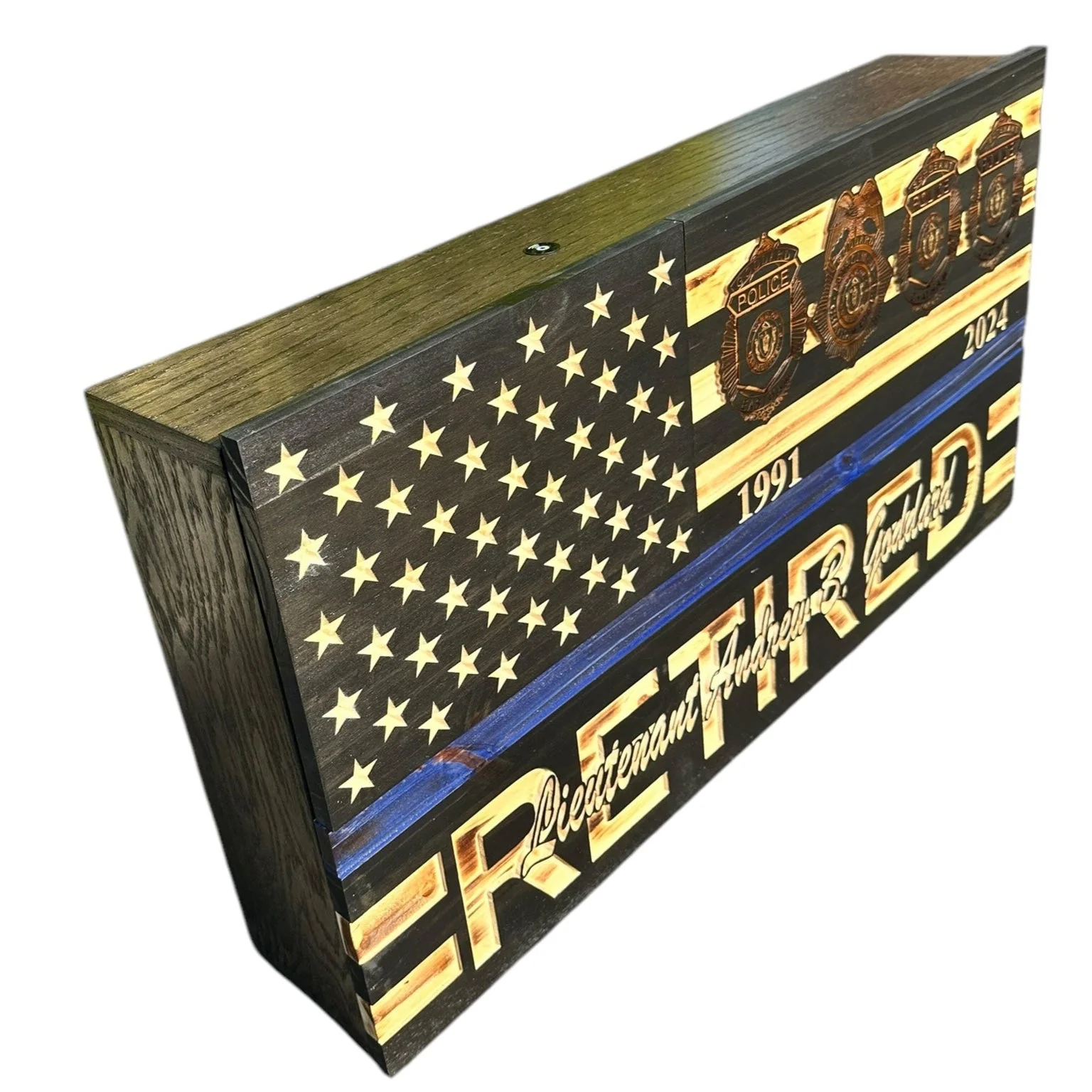Custom Wooden Concealment American Flag with RFID Lock and Personalized Engraving - Image 11