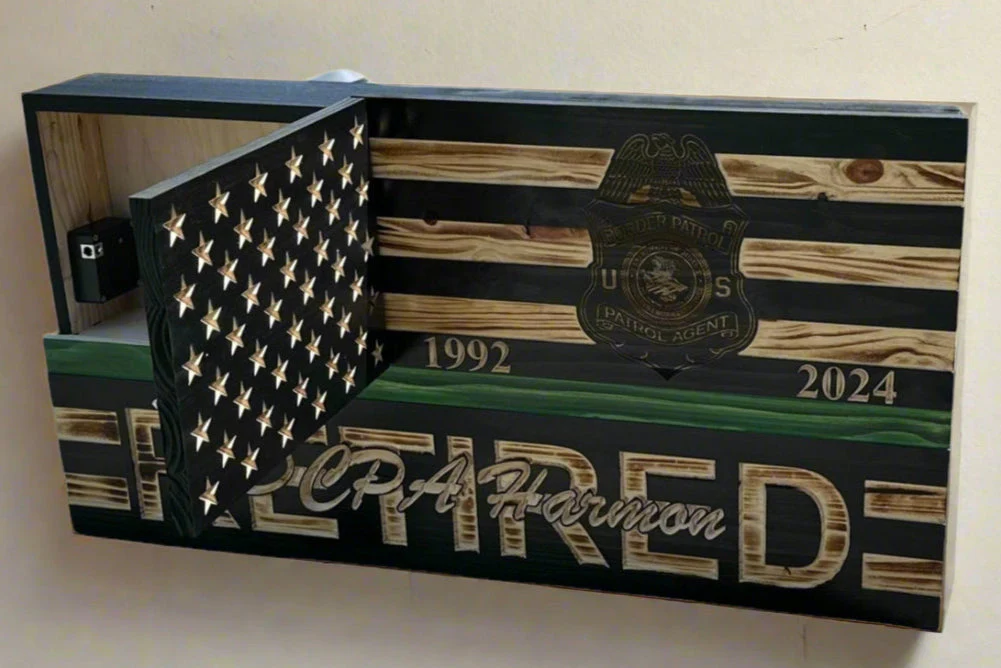 Custom Wooden Concealment American Flag with RFID Lock and Personalized Engraving - Image 5