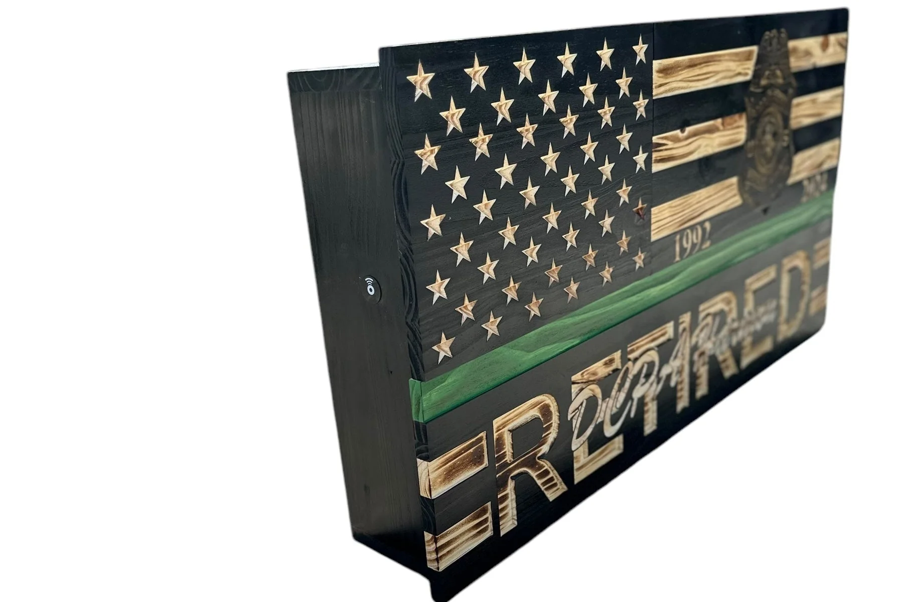 Custom Wooden Concealment American Flag with RFID Lock and Personalized Engraving - Image 8