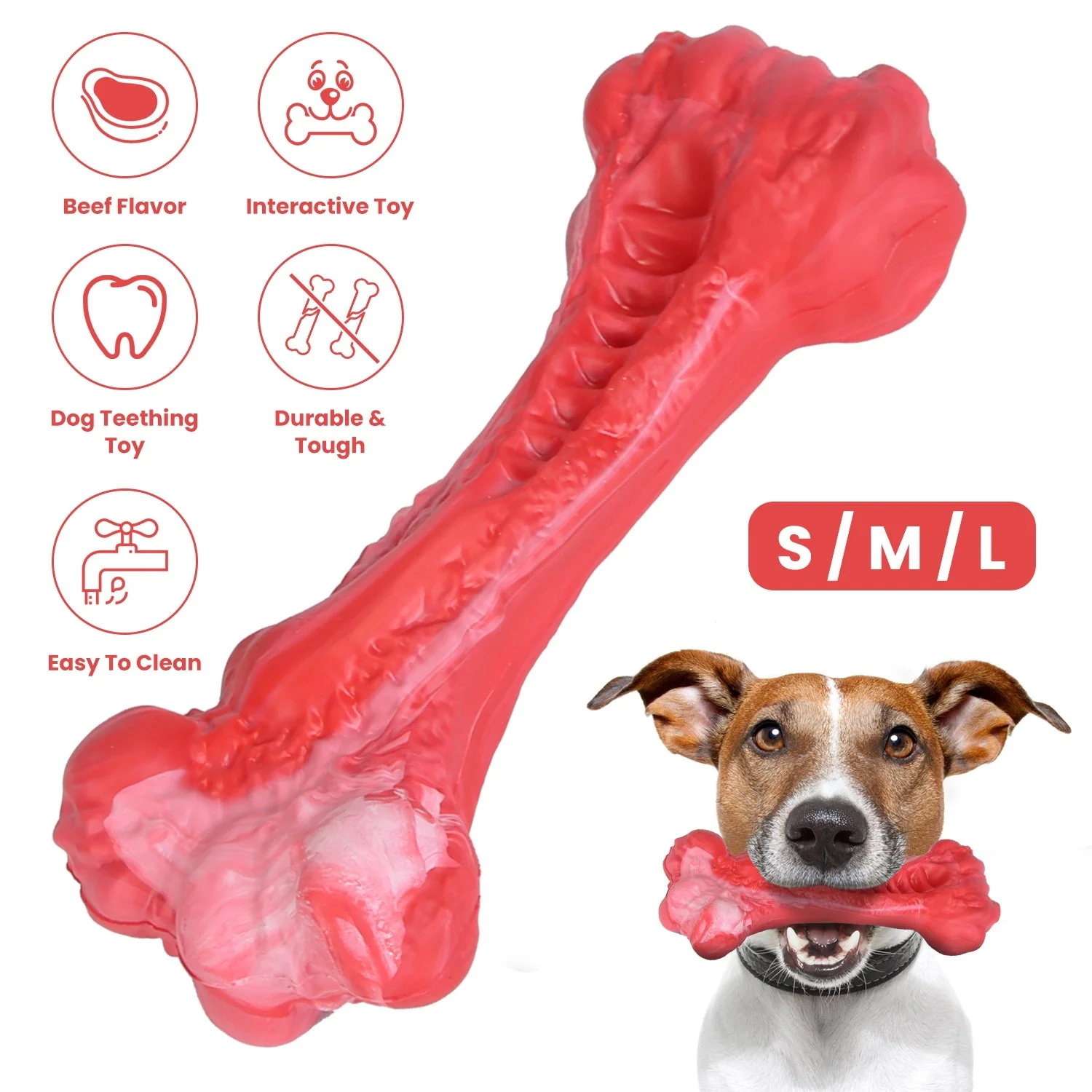 Dog Chew Toy Dog Teething Toy Dog Chew Bone with Beef Flavor Suitable for Aggressive Chewers Small Medium Large Dogs - Image 4