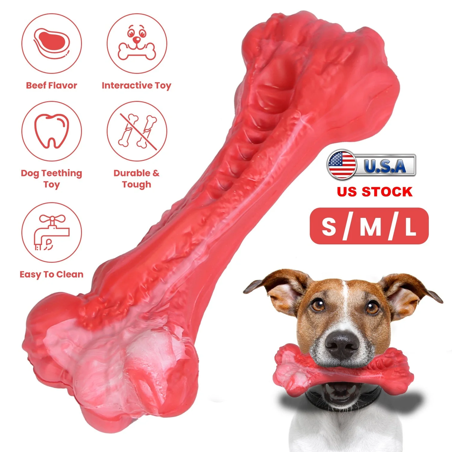 Dog Chew Toy Dog Teething Toy Dog Chew Bone with Beef Flavor Suitable for Aggressive Chewers Small Medium Large Dogs - Image 6
