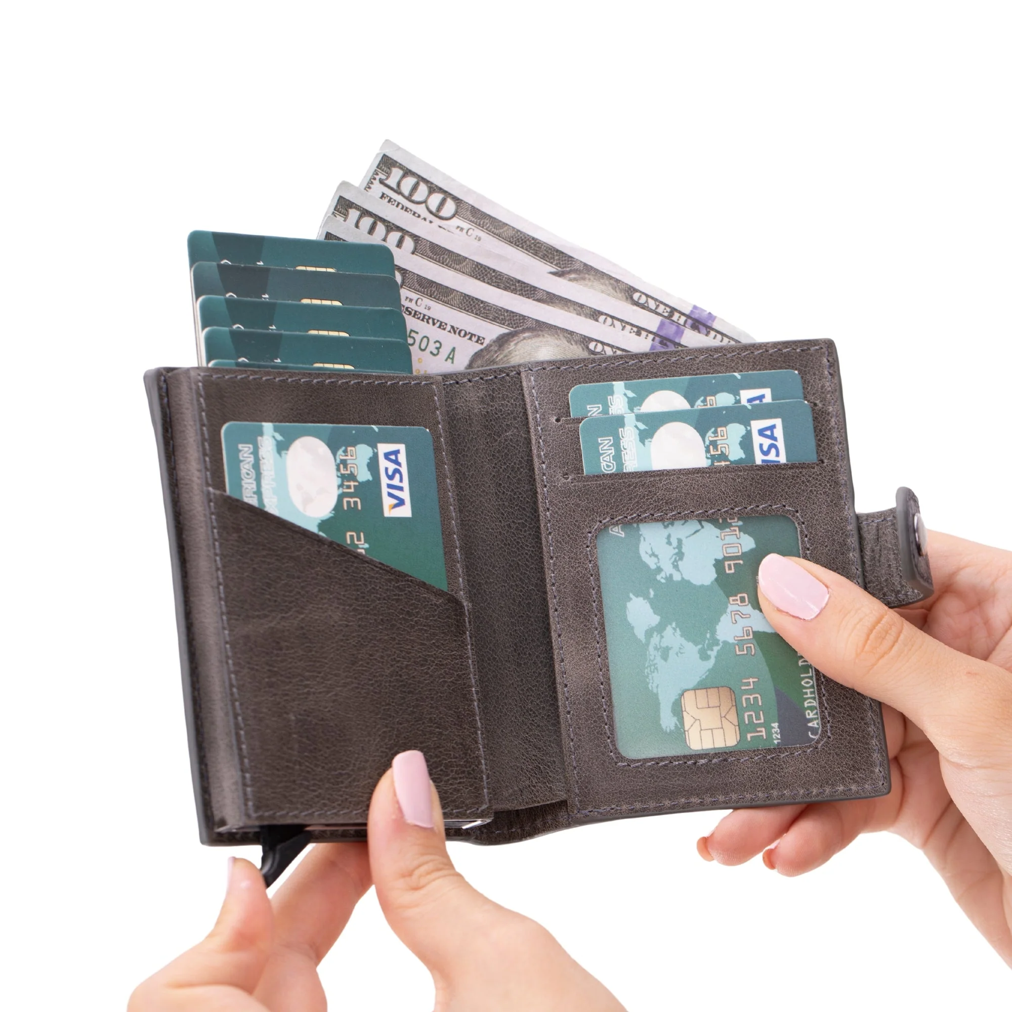 Douglas Genuine Leather Pop-Up Wallet with AirTag Slot - RFID Blocking Cardholder - Image 43
