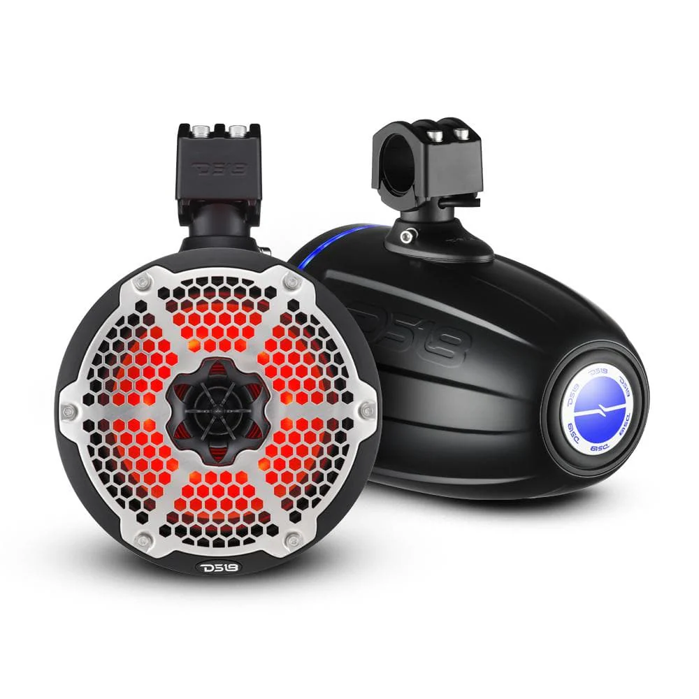 DS18 Better Marine Stereo Package 2 x 8” Speaker Tower | 1 x 2 Ch Amplifier | 1 x MOFCKIT8 and 1 x LED-BTC - Image 2