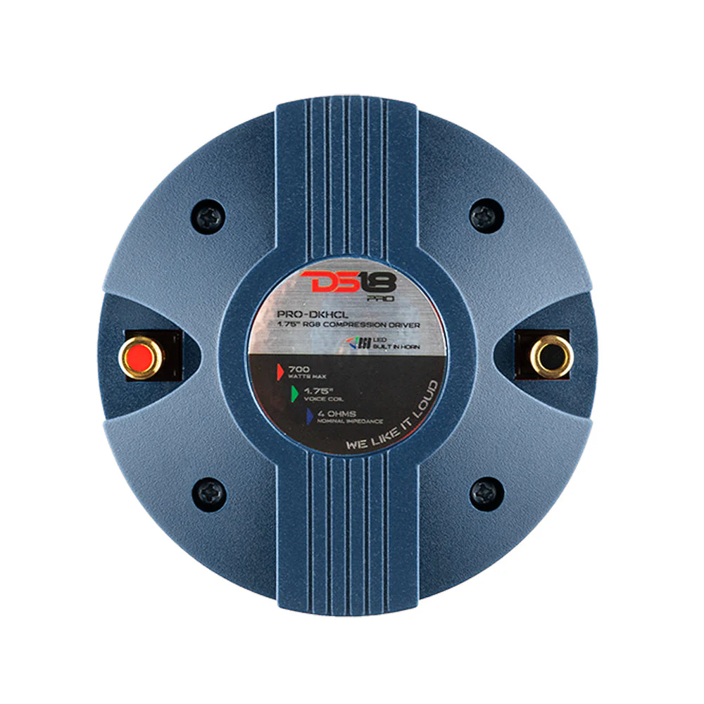 DS18 PRO-DKHCL PRO 1" Twist On Throat Compression Driver 1.75" Titanium VC with RGB Led Light Horn and Built-in Crossover 700 Watts 4 Ohms - Image 5