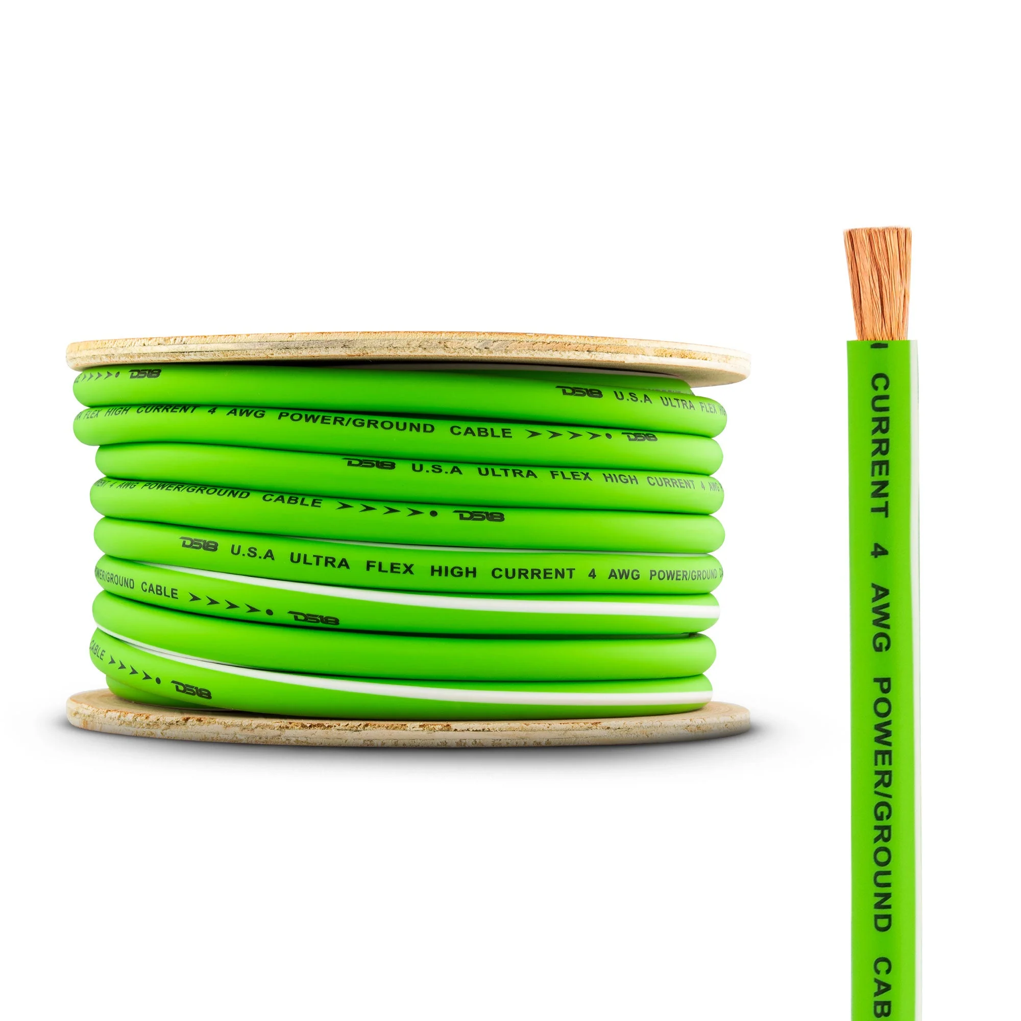 DS18 PW-OFC4GA-50YGR 4-GA Ultra Flex 100% OFC Ground, Power Cable, 50 Feet, Green - Image 2