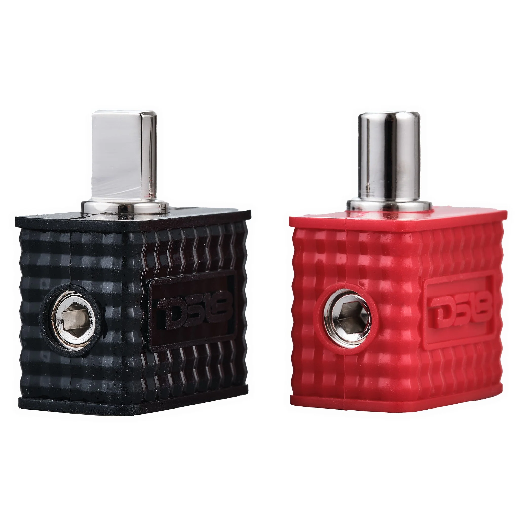 Dual 1/0-GA to 1/0-GA Amp Input Reducers with Offset Stub and Silicone Cover - BLACK/RED - Image 3