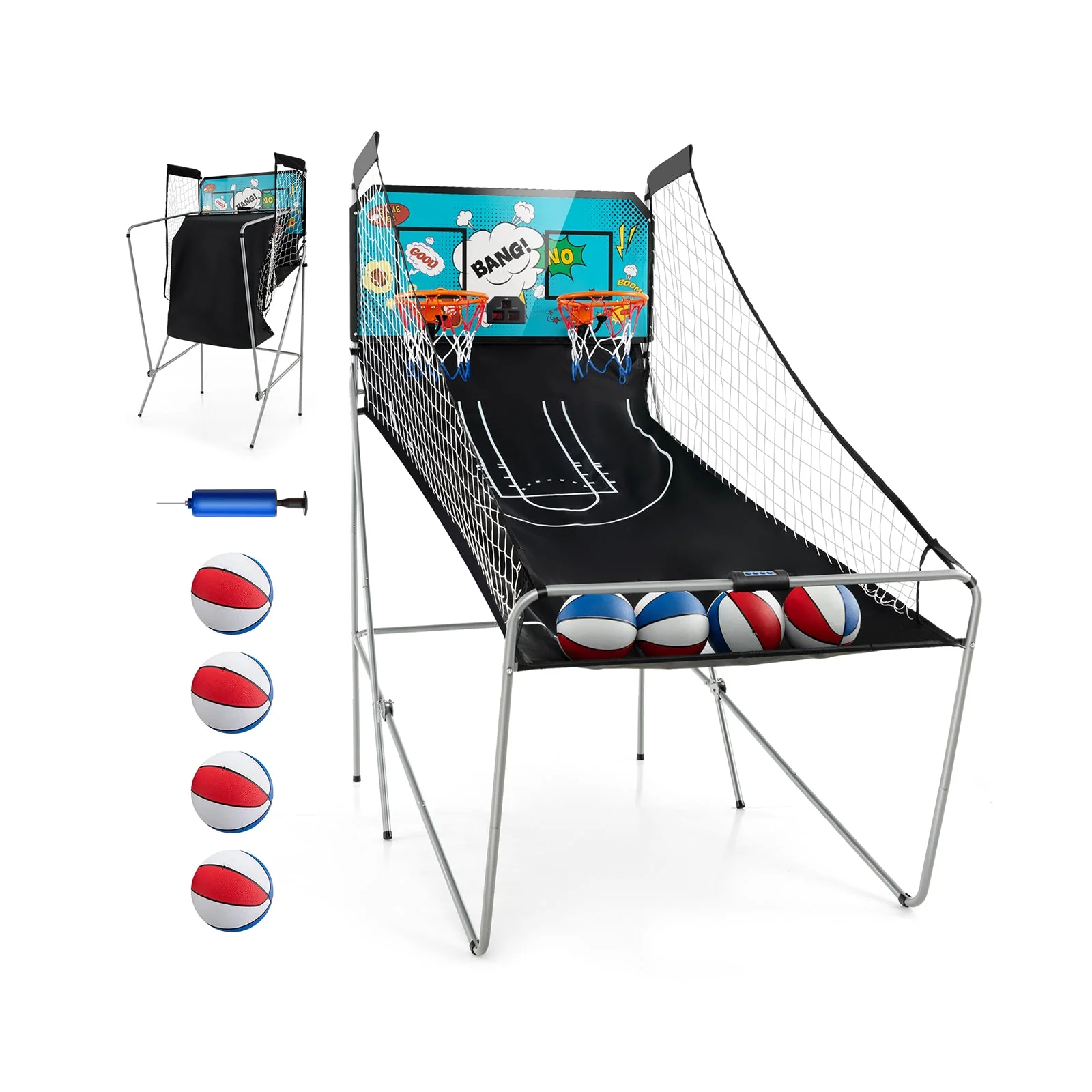Dual Shot Basketball Arcade Game with 8 Game Modes and 4 Balls-Green - Image 3