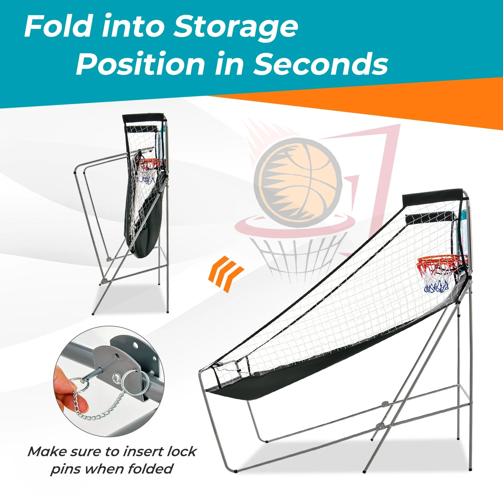 Dual Shot Basketball Arcade Game with 8 Game Modes and 4 Balls-Green - Image 8