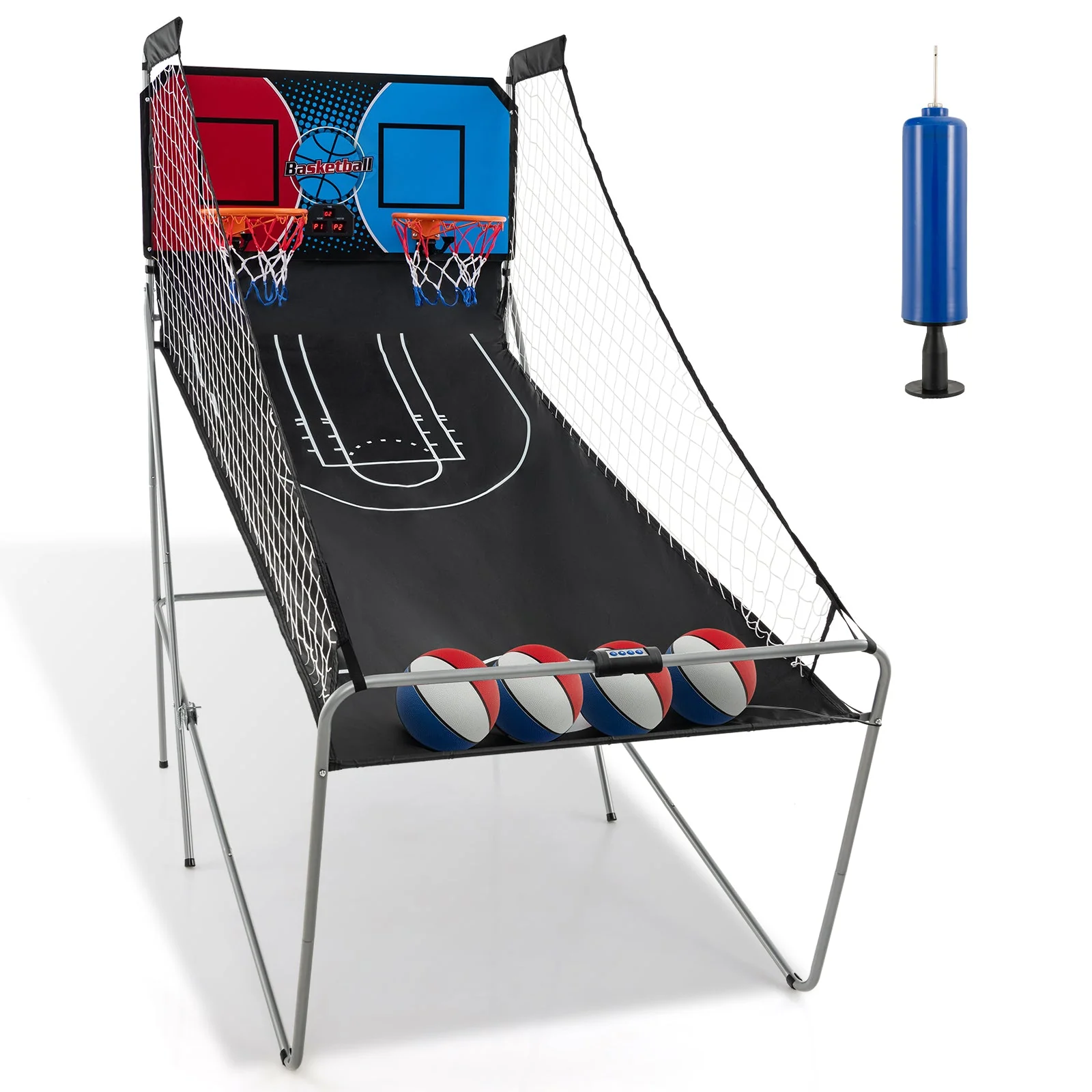 Dual Shot Basketball Arcade Game with 8 Game Modes and 4 Balls-Red - Image 3