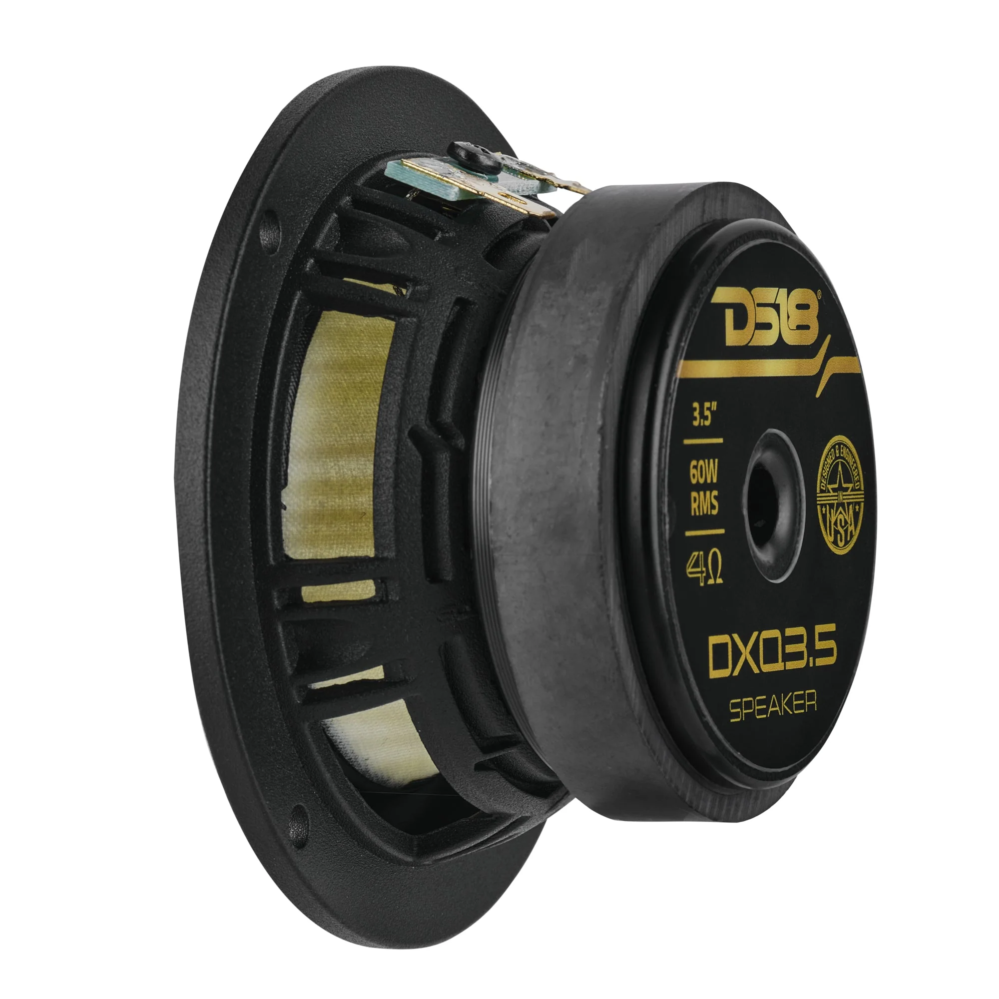 DXQ 3.5” Midrange Speaker with Yellow Straw + Composite Foam Cone | 60W RMS 4-Ohm - Image 4