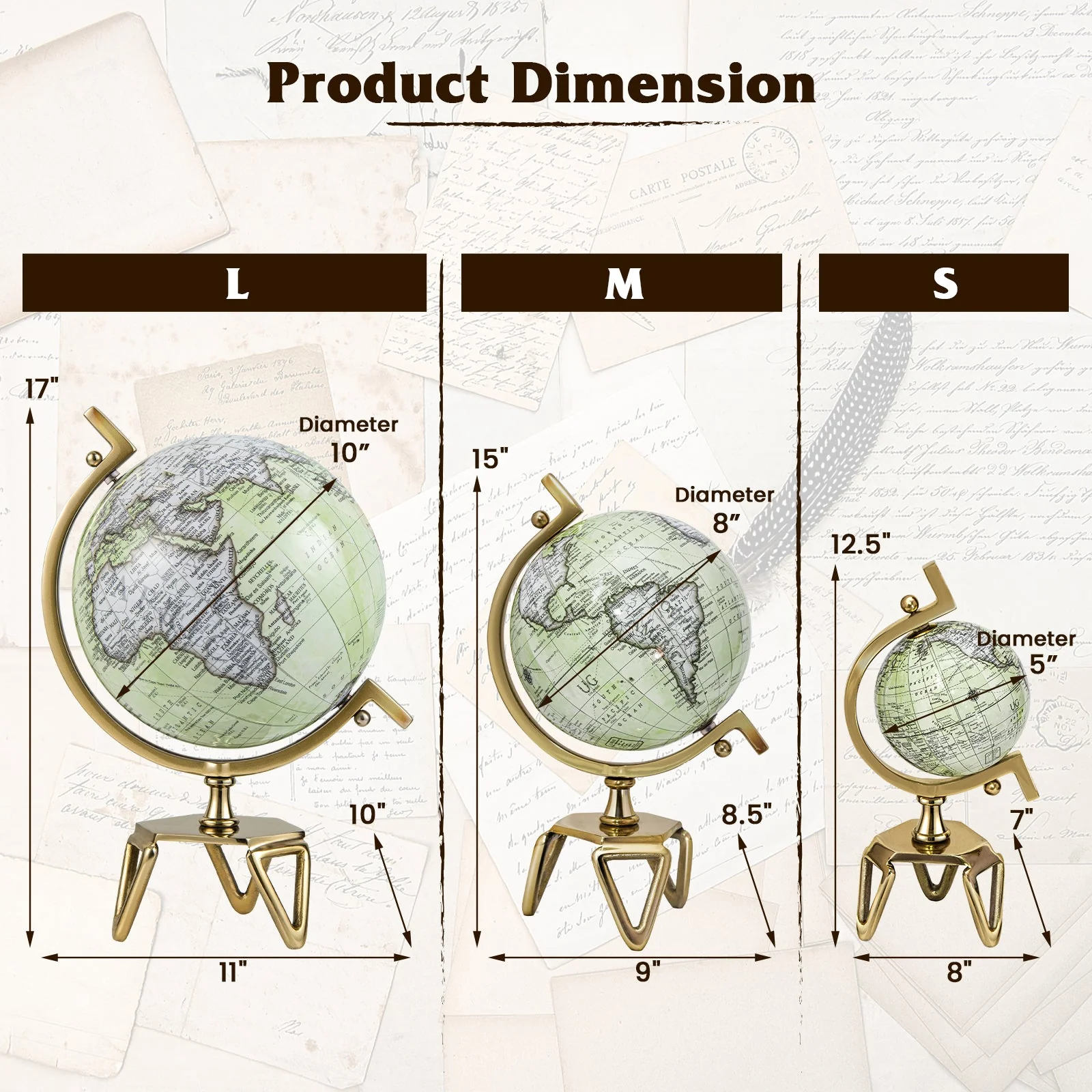 Educational Geographic 5/8/10 Inch World Globe with Triangle Metal Stand-5 inches - Image 4