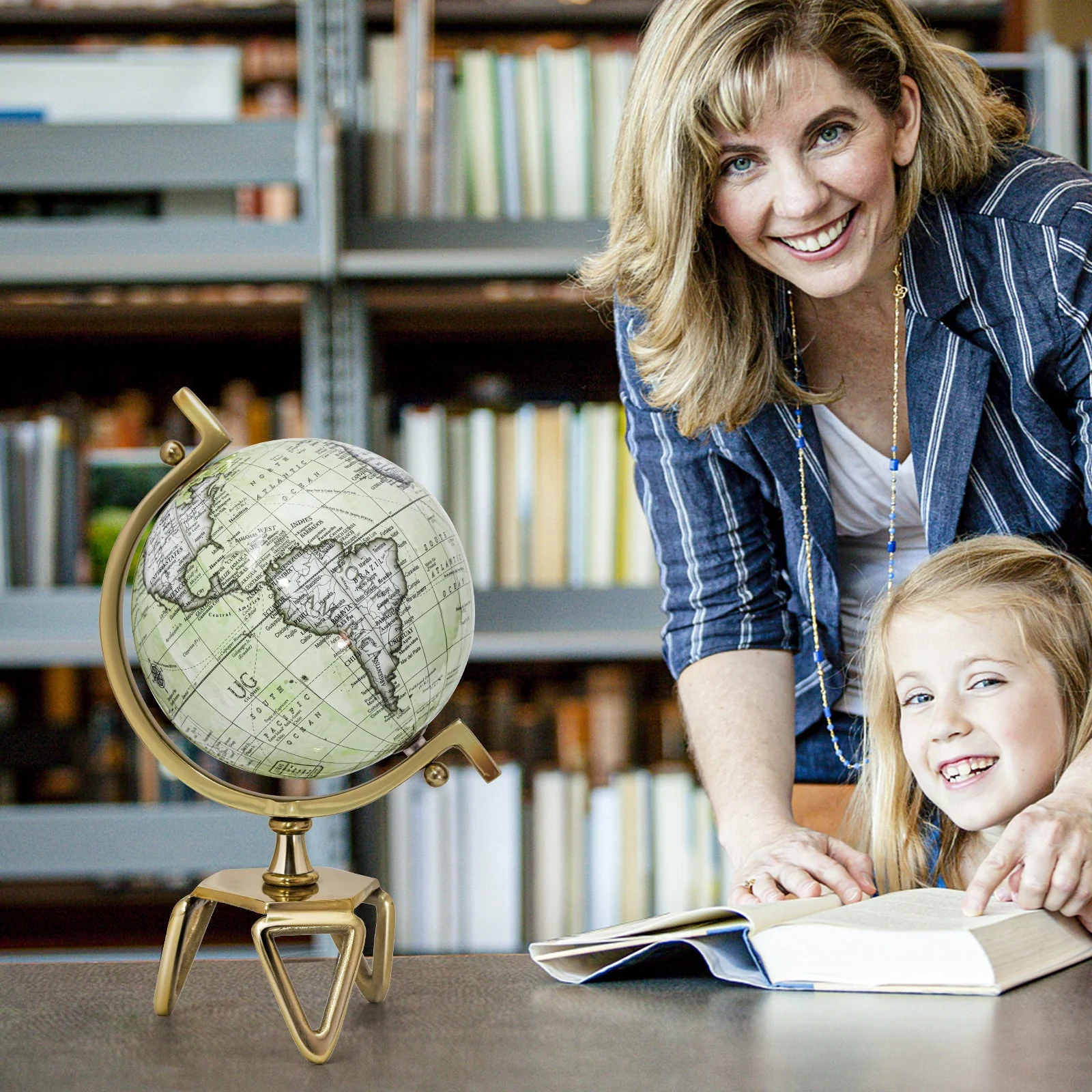 Educational Geographic 5/8/10 Inch World Globe with Triangle Metal Stand-8 inches - Image 5