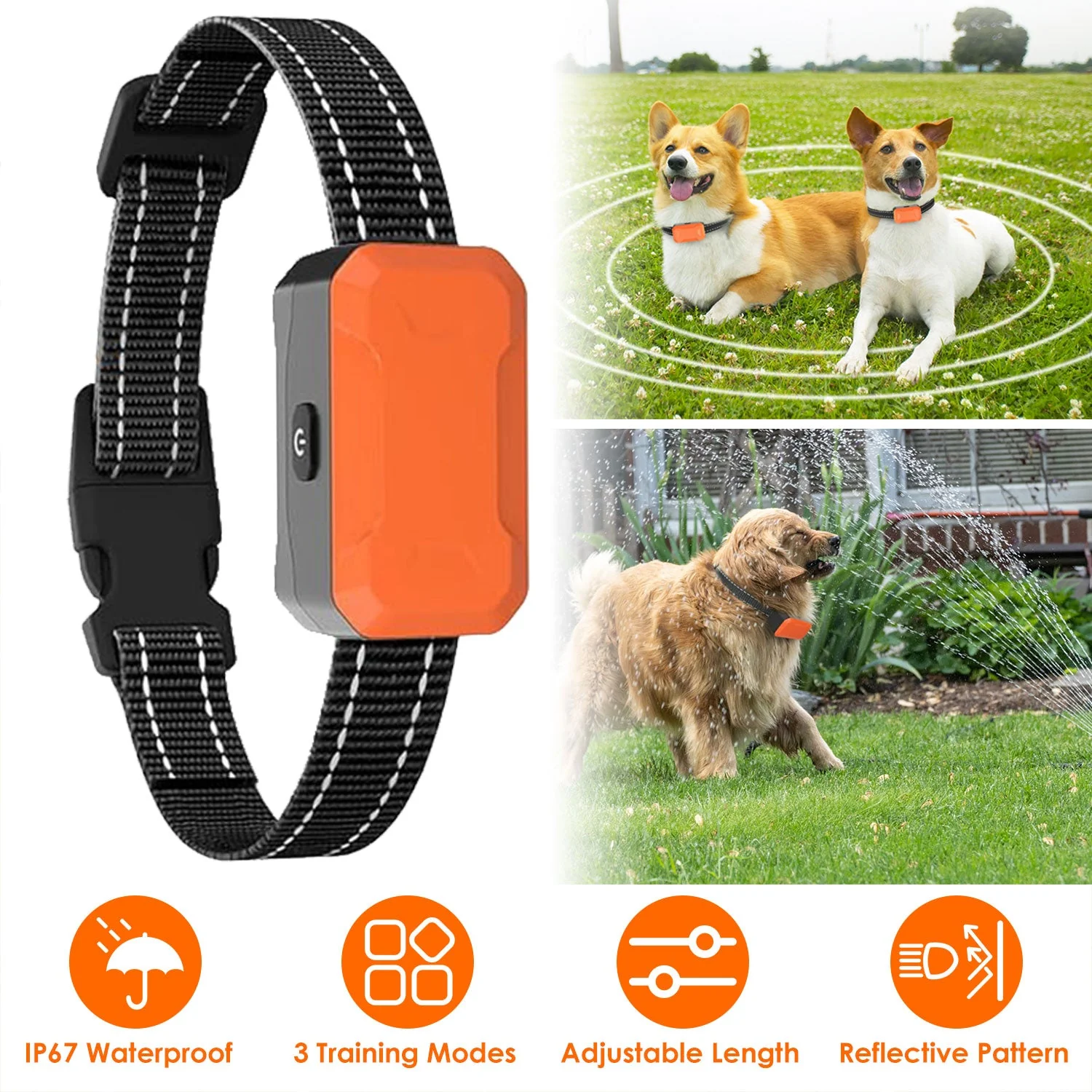 Electric Dog Training Collar Receiver IP67 Waterproof Shock Vibration Beep Mode Anti-Bark Dog Deterrent Training Collar for Dog Fence System - Image 2