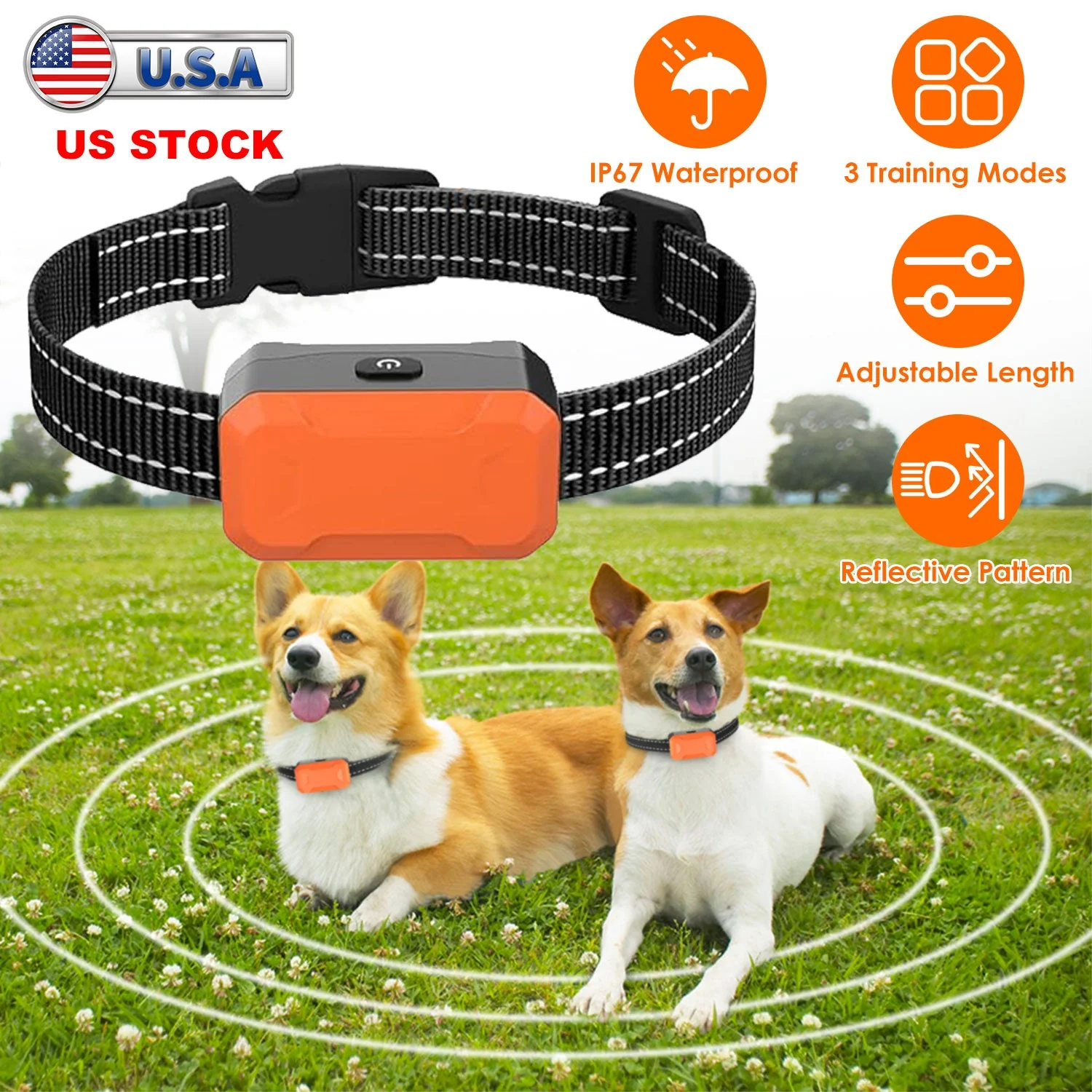 Electric Dog Training Collar Receiver IP67 Waterproof Shock Vibration Beep Mode Anti-Bark Dog Deterrent Training Collar for Dog Fence System - Image 3