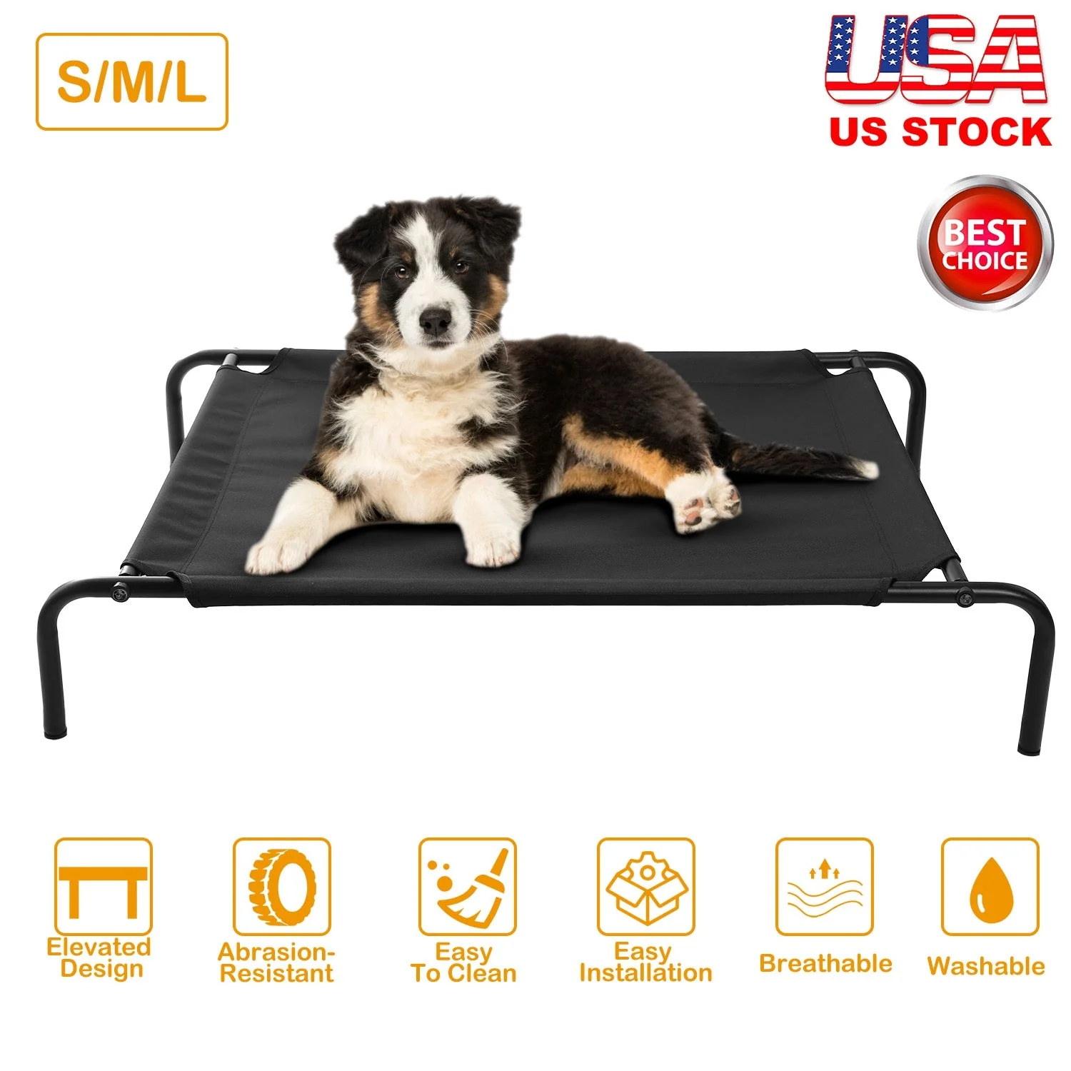 Elevated Pet Bed Dogs Cot Dogs Cats Cool Bed S/M/L Heavy-Duty Breathable Washable Indoor Outdoor Use - Image 3