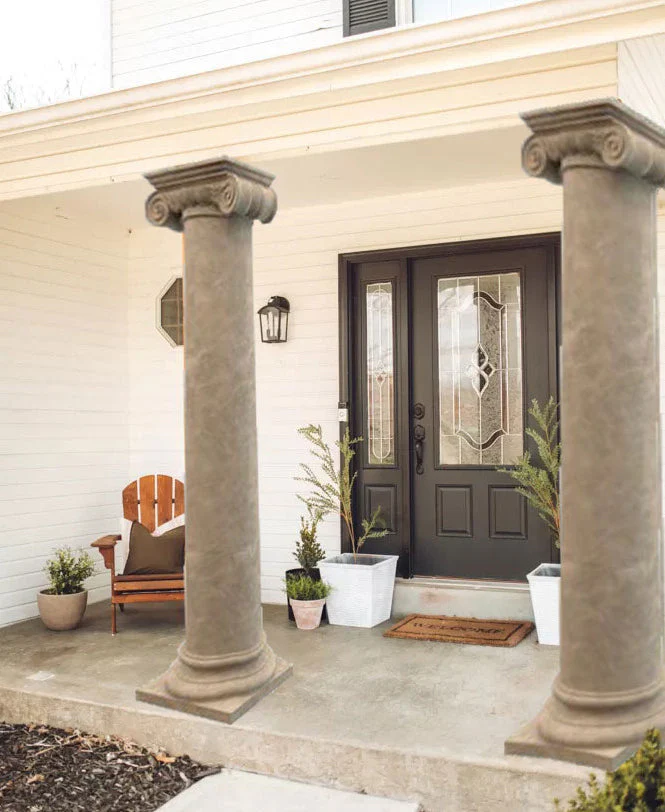 Emperador Light Marble Ionic Greek Hand-carved Column (W)20" (L)24" (H)101" - Image 2