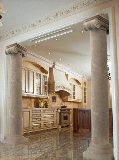 Emperador Light Marble Ionic Greek Hand-carved Column (W)20" (L)24" (H)101" - Image 5