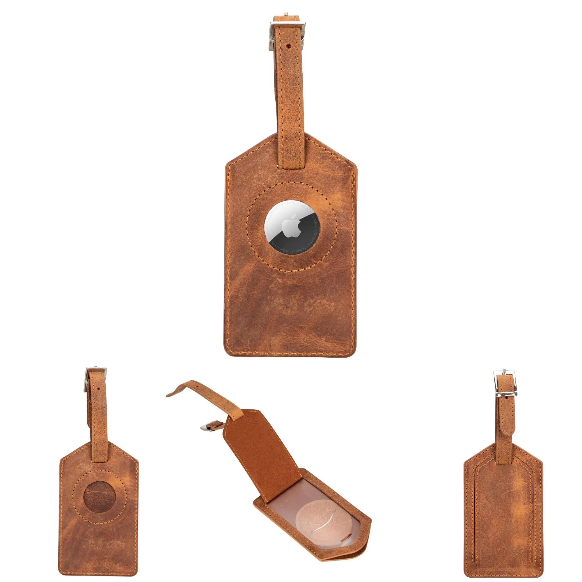 Estes Genuine Leather Luggage Tag with AirTag Slot - Image 13