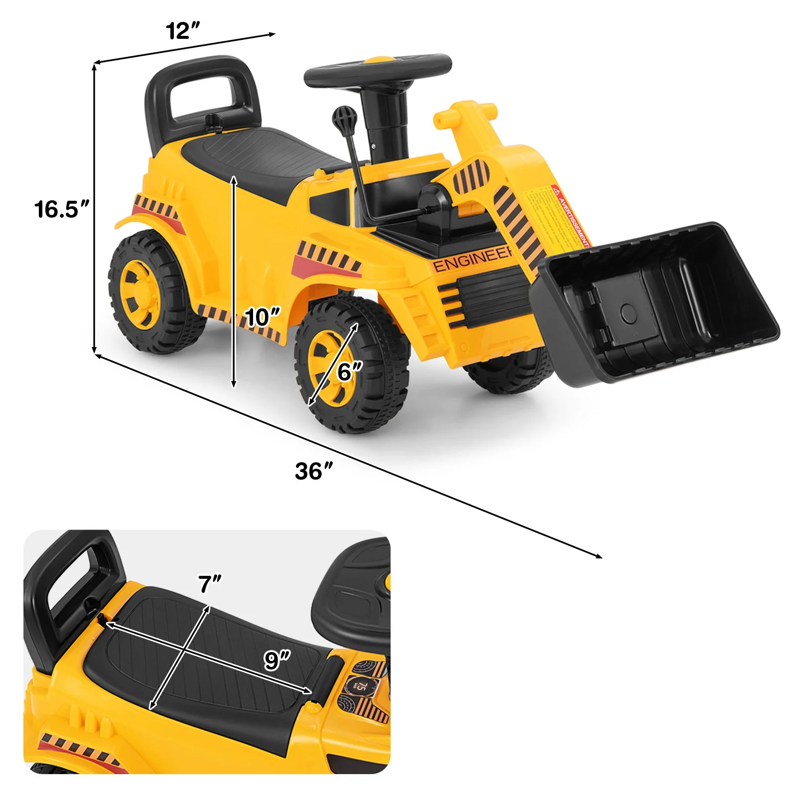 Excavator Digger Toy with Adjustable Bucket-Yellow - Image 5