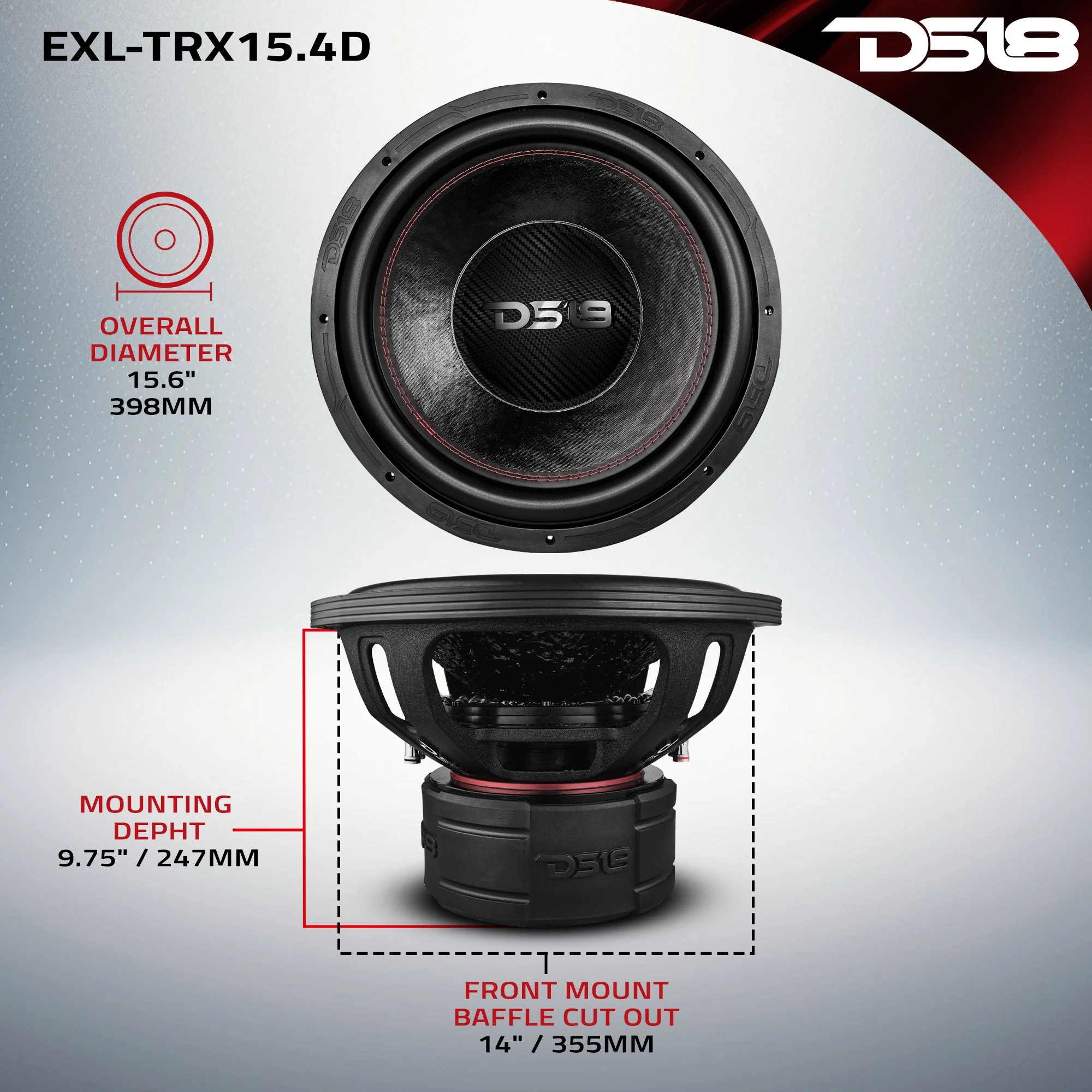 EXL 15” Subwoofer Quad Stack with Reinforced Cone 3000 Watts RMS 4” Dvc 4-Ohm - Image 8