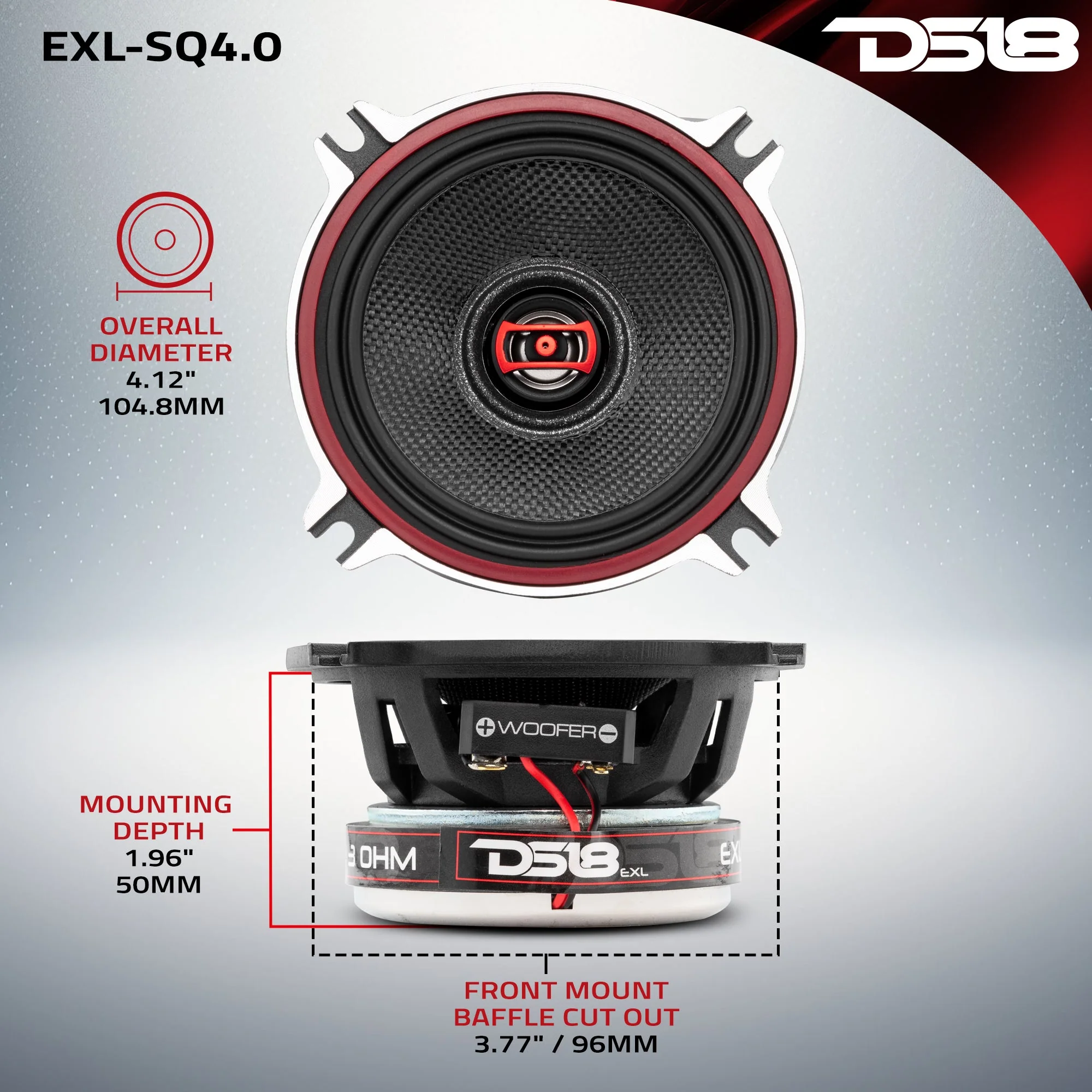 EXL 4" 2-Way Coaxial Speaker with Fiber Glass Cone | 60W RMS 3-Ohm - Image 8