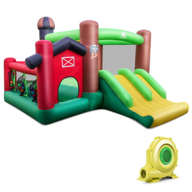 Farm Themed 6-in-1 Inflatable Castle with Trampoline and 735W Blower - Image 3