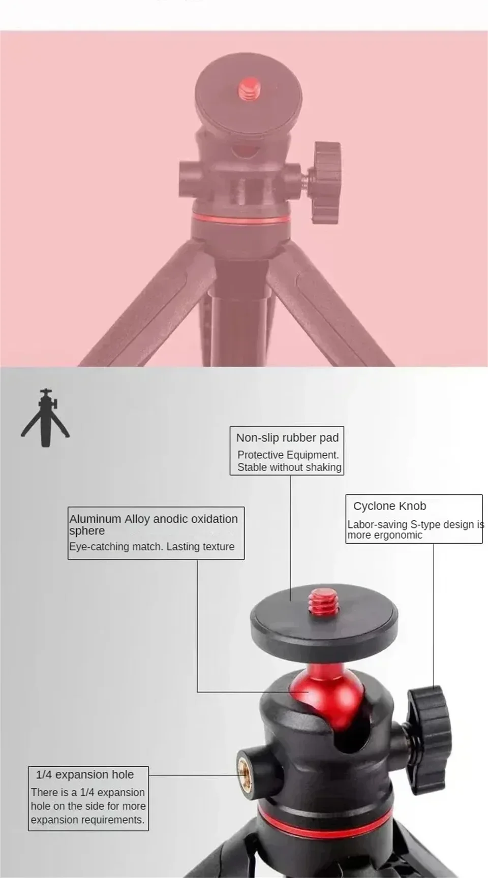 FGCLSY Extension Pole Tripod, Mini Selfie Stick Tripod Stand Handle Grip - Image 12