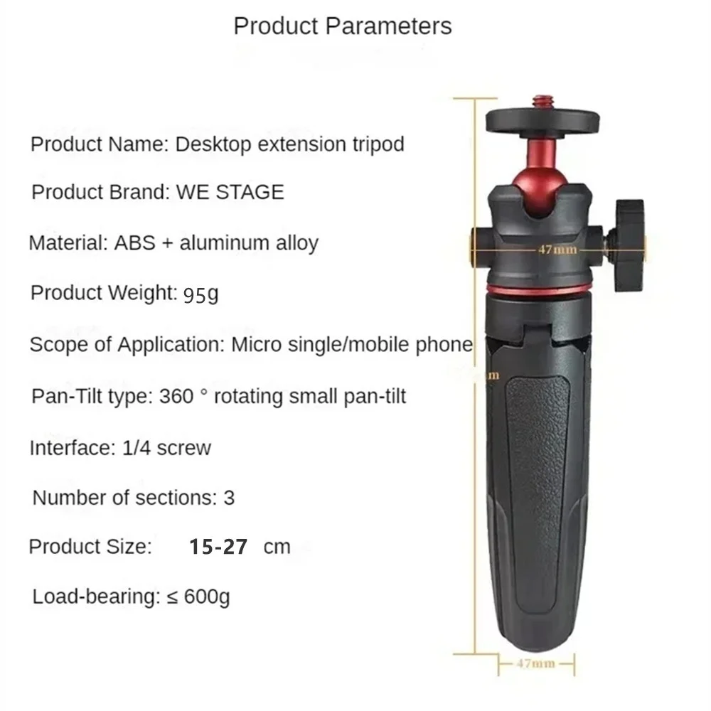 FGCLSY Extension Pole Tripod, Mini Selfie Stick Tripod Stand Handle Grip - Image 3