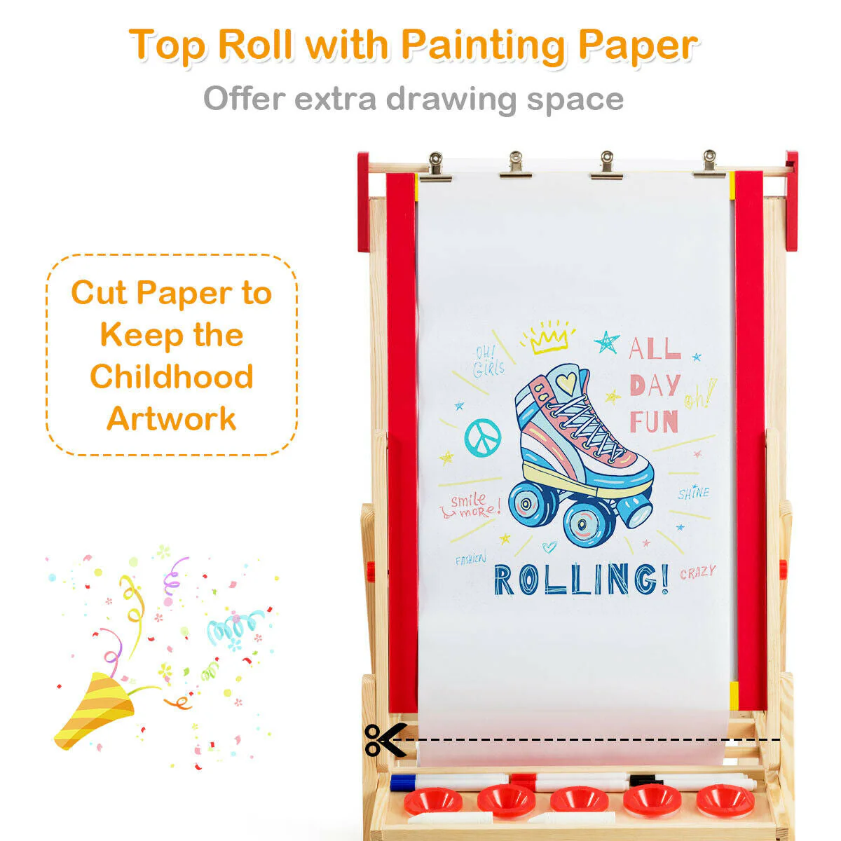 Flip-Over Double-Sided Kids Art Easel - Image 6